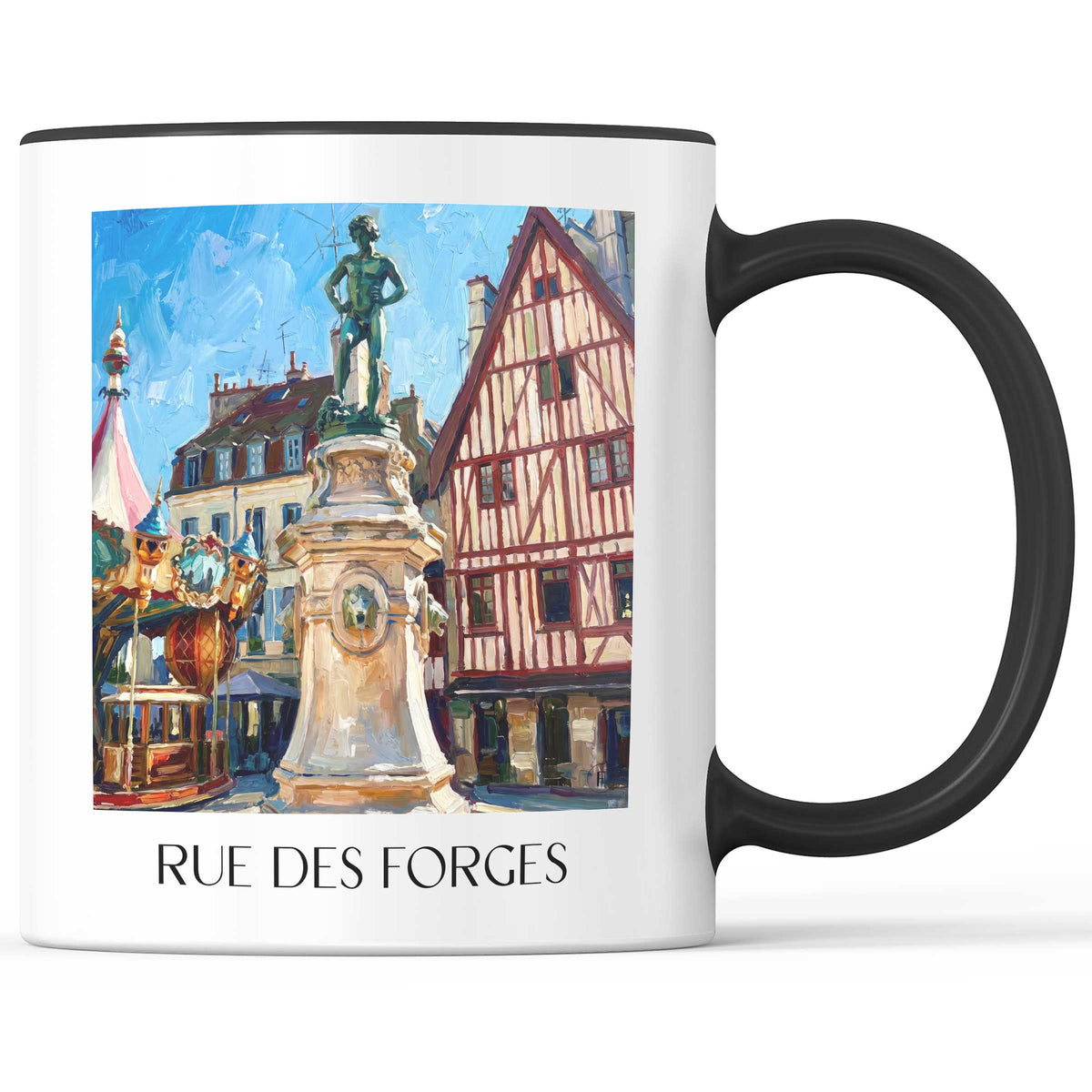 Rue des Forges Kaffeebecher - Dijon - Frankreich Becher - Kaffeetasse im Ölgemälde Stil
