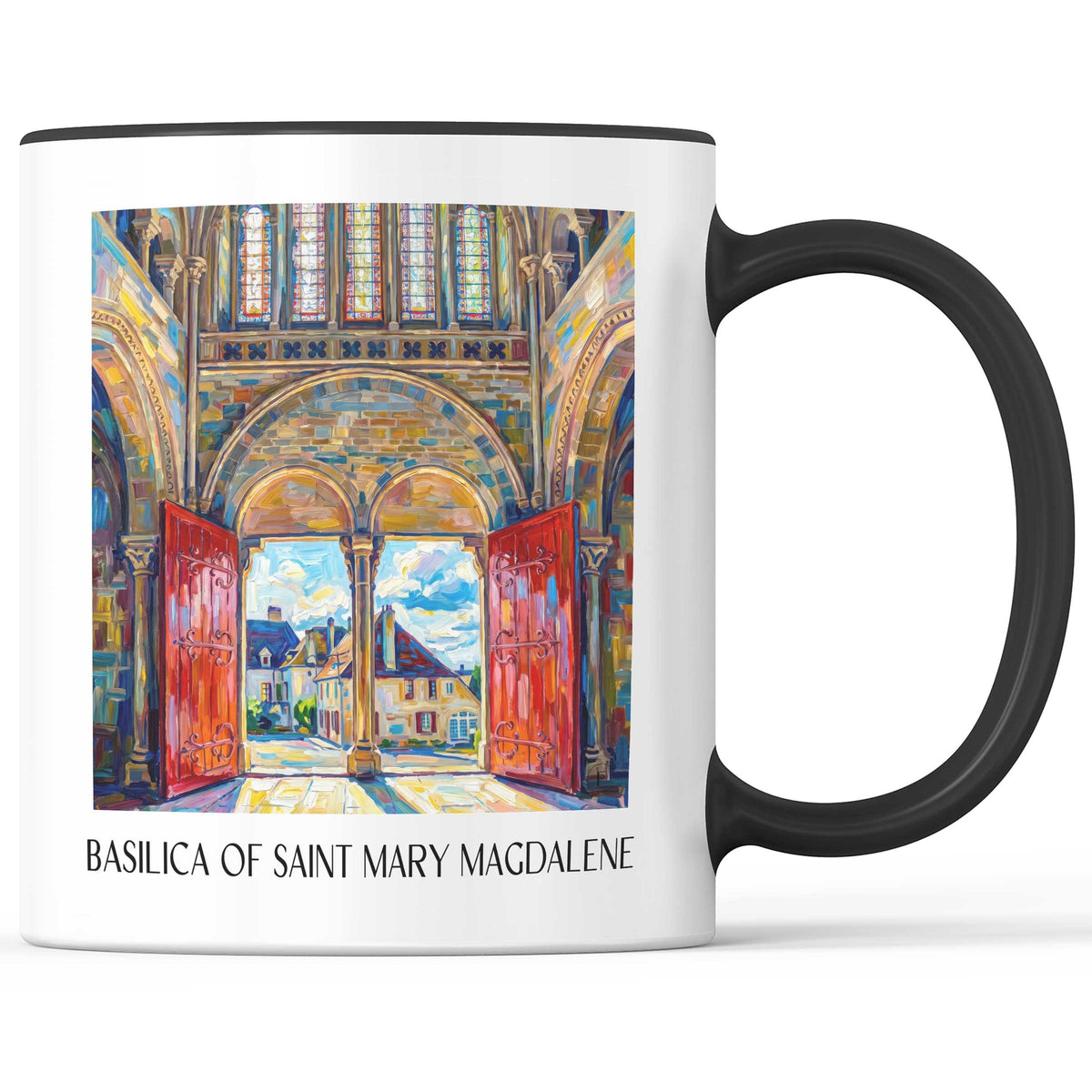 Basilique Sainte-Madeleine Kaffeebecher - Vézelay - Frankreich Becher - Kaffeetasse im Ölgemälde Stil