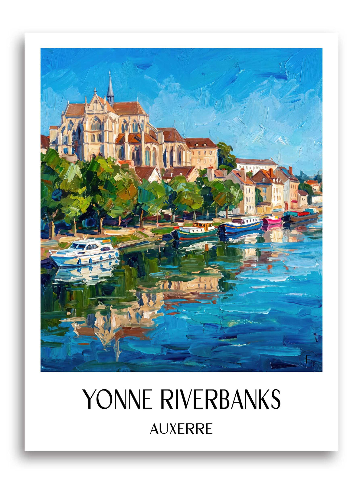 Quais de l'Yonne Poster - Auxerre - Frankreich Kunstdruck - Ölgemälde von A4 bis A1
