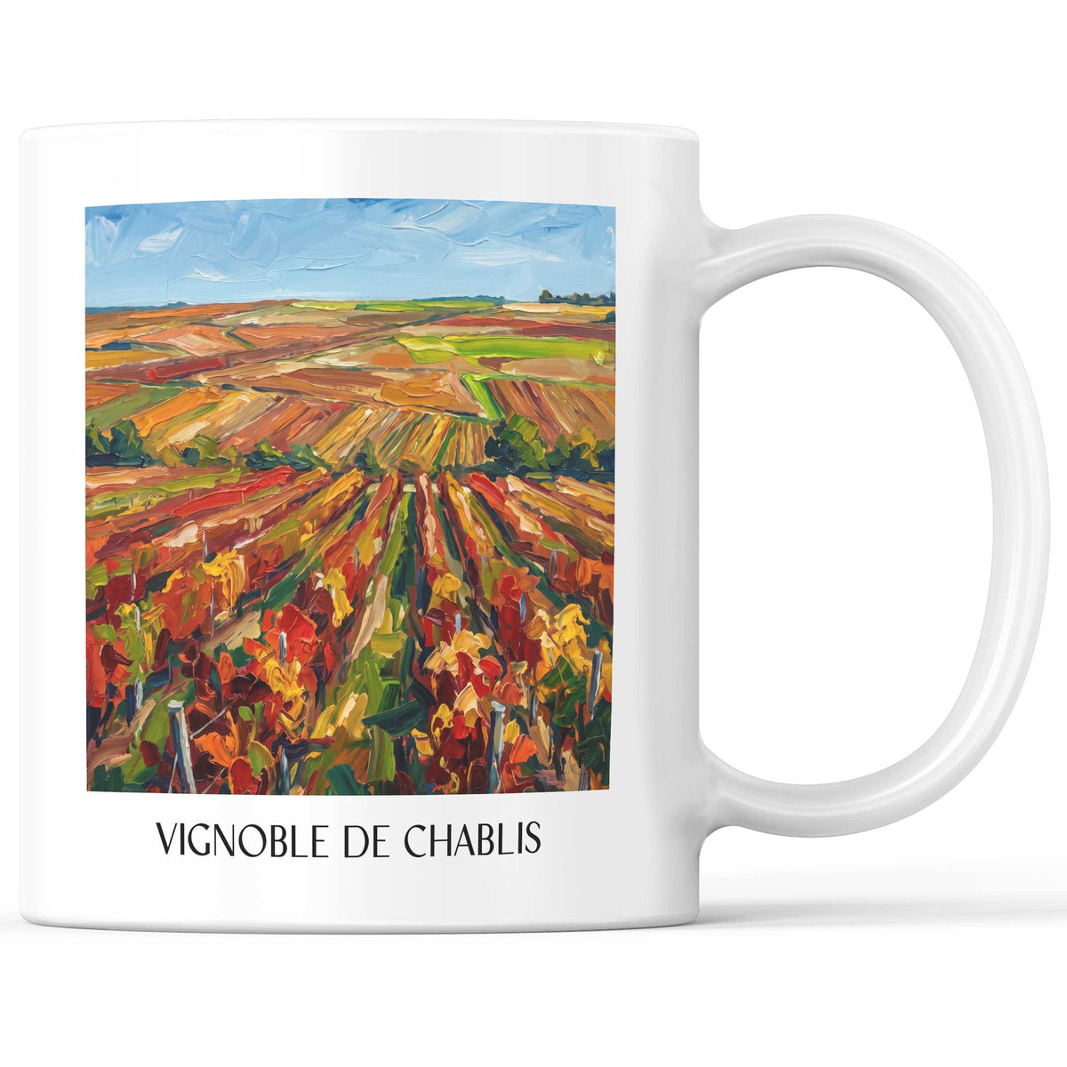 Vignoble de Chablis Kaffeebecher - Yonne - Frankreich Becher - Kaffeetasse im Ölgemälde Stil