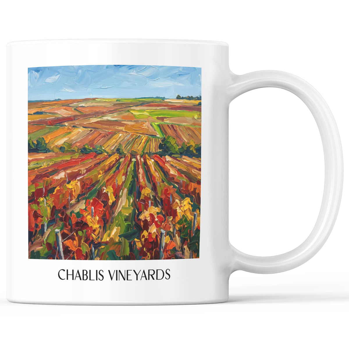 Vignoble de Chablis Kaffeebecher - Yonne - Frankreich Becher - Kaffeetasse im Ölgemälde Stil