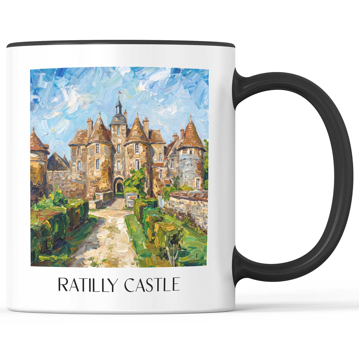 Château de Ratilly Kaffeebecher - Puisaye - Frankreich Becher - Kaffeetasse im Ölgemälde Stil