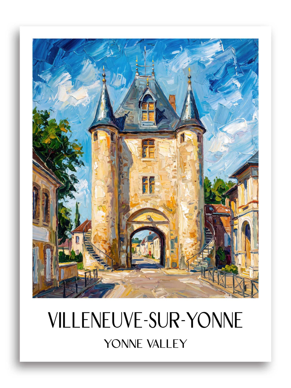 Villeneuve-sur-Yonne Poster - Vallée de l'Yonne - Frankreich Kunstdruck - Ölgemälde von A4 bis A1