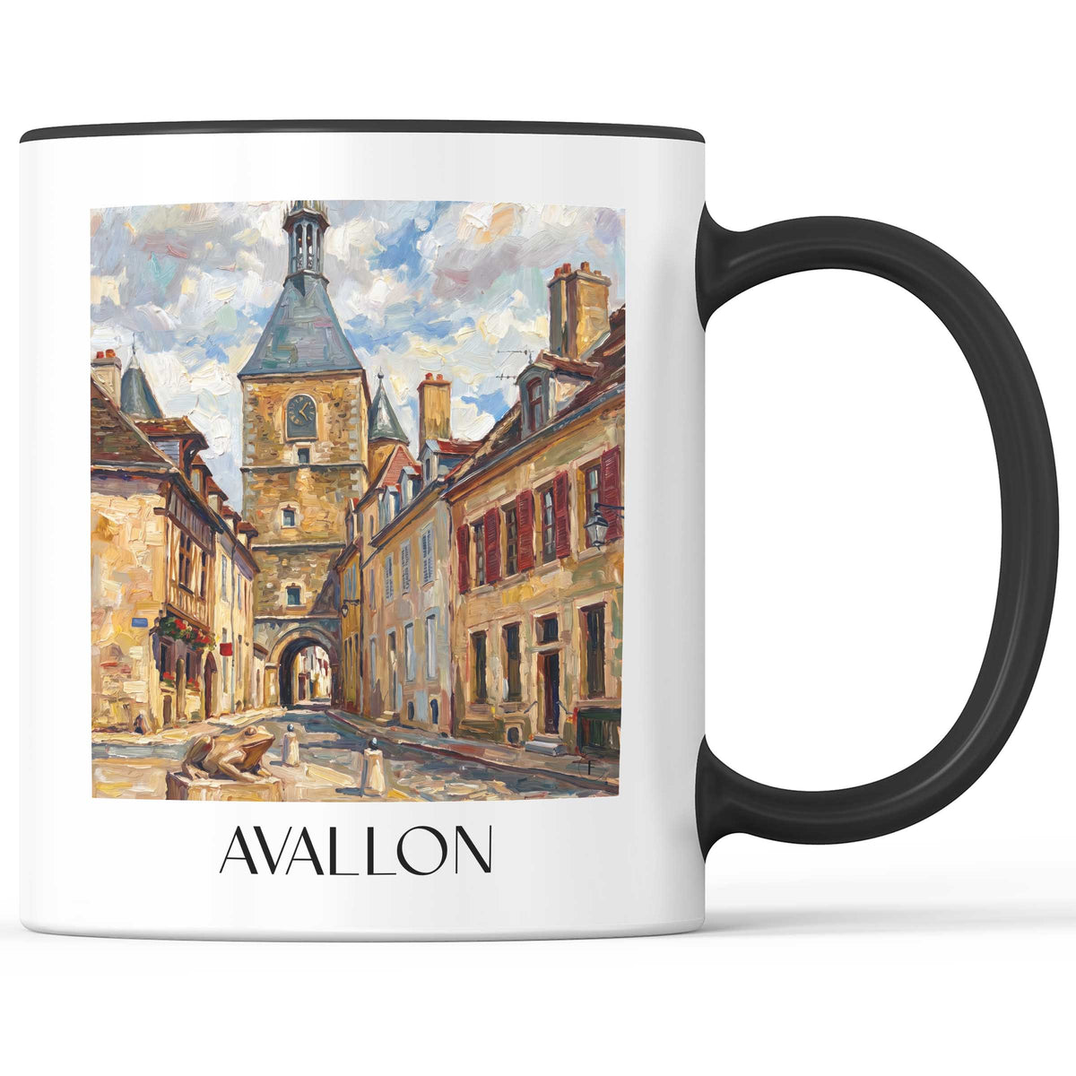 Avallon Kaffeebecher - Morvan - Frankreich Becher - Kaffeetasse im Ölgemälde Stil