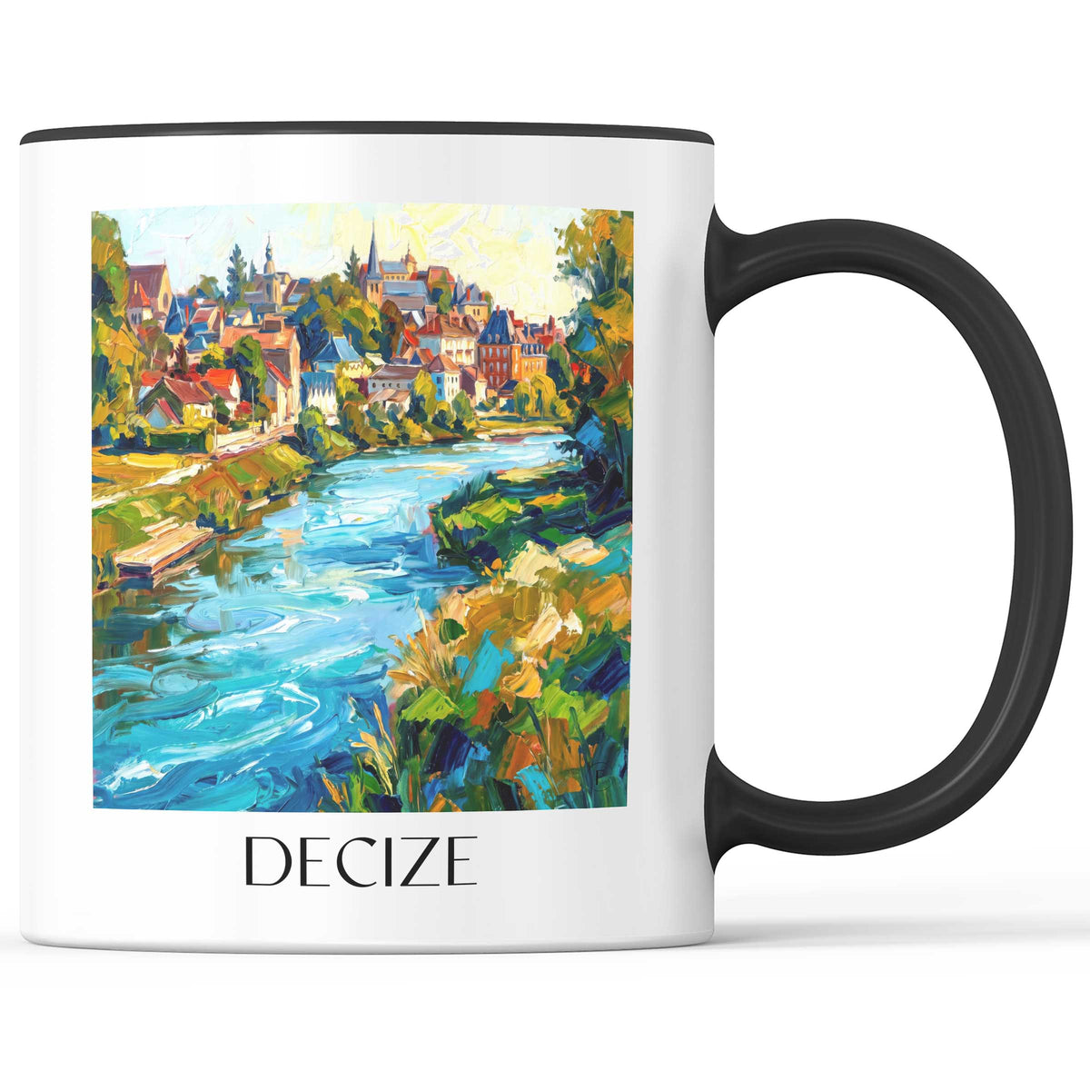 Decize Kaffeebecher - Nivernais - Frankreich Becher - Kaffeetasse im Ölgemälde Stil
