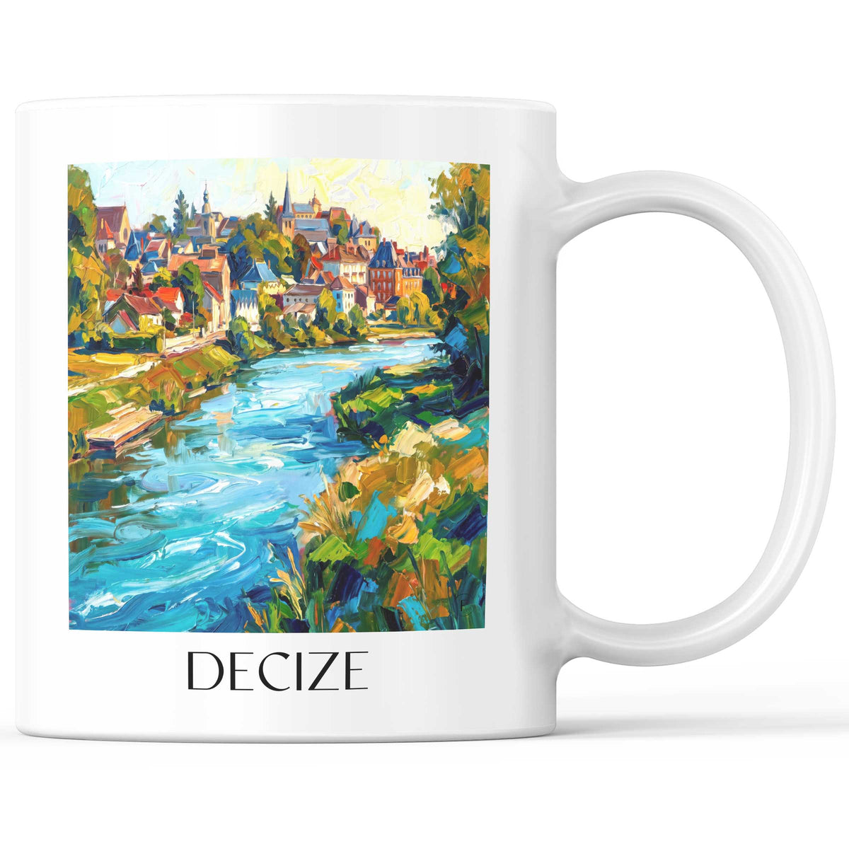 Decize Kaffeebecher - Nivernais - Frankreich Becher - Kaffeetasse im Ölgemälde Stil