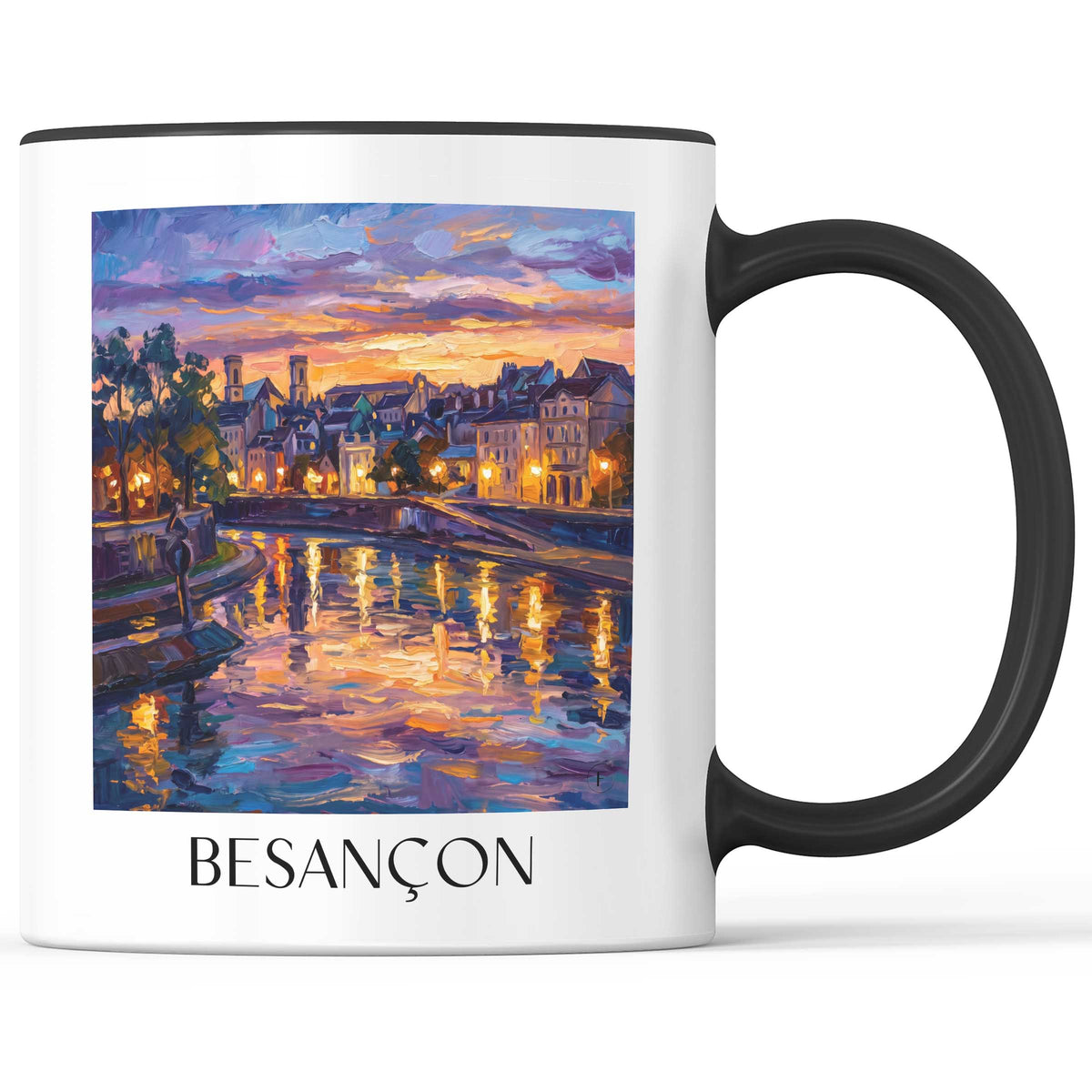 Besançon Kaffeebecher - Franche-Comté - Frankreich Becher - Kaffeetasse im Ölgemälde Stil