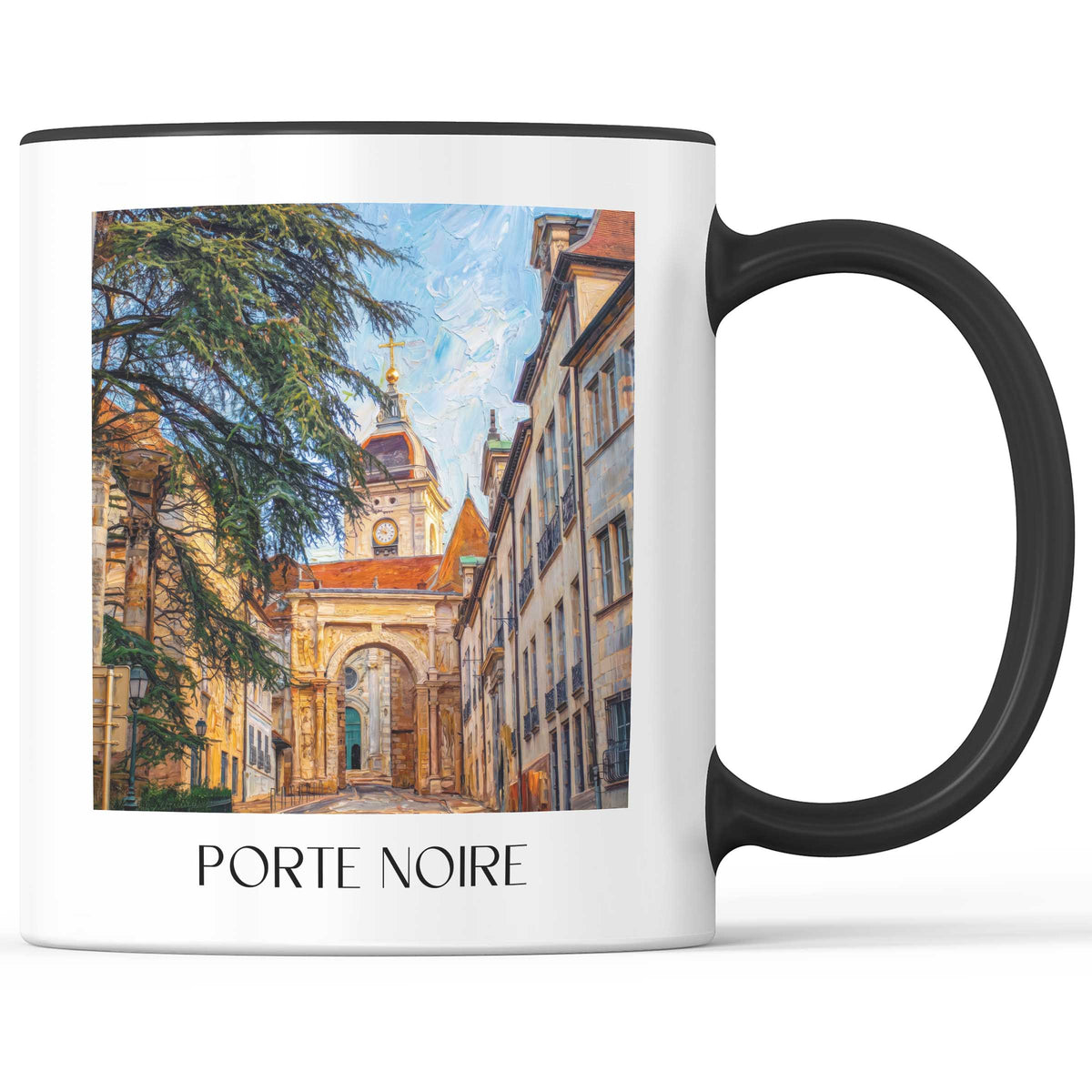 Porte Noire Kaffeebecher - Besançon - Frankreich Becher - Kaffeetasse im Ölgemälde Stil