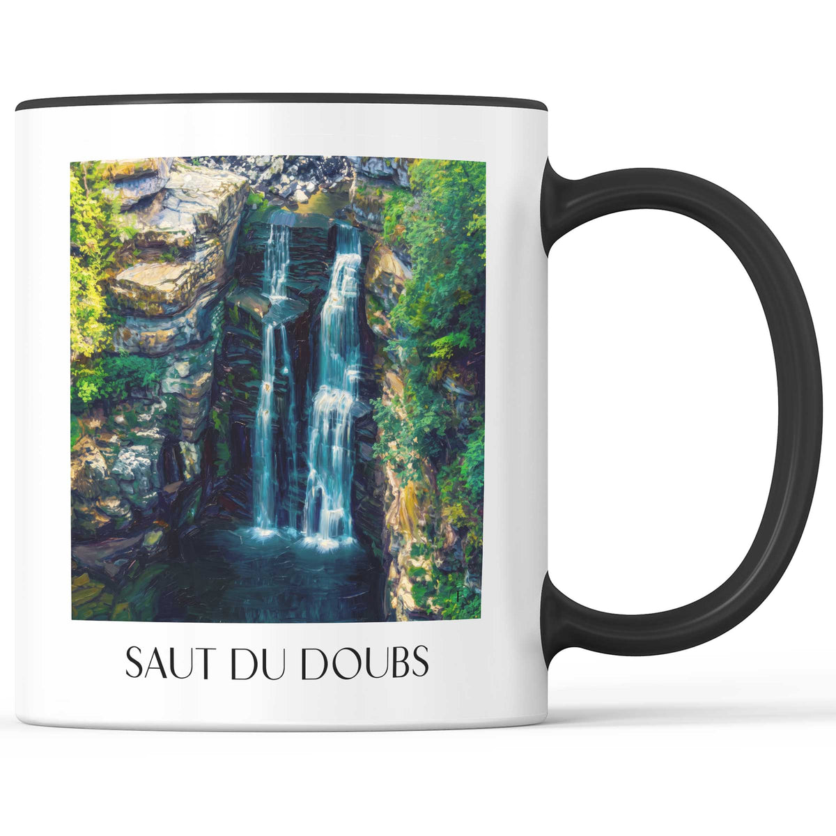 Saut du Doubs Kaffeebecher - Vallée du Doubs - Frankreich Becher - Kaffeetasse im Ölgemälde Stil