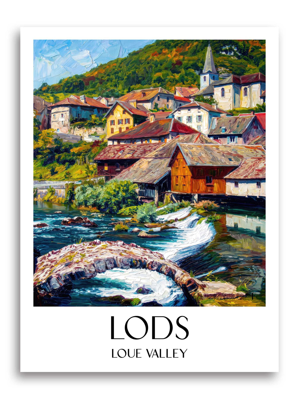 Lods Poster - Vallée de la Loue - Frankreich Kunstdruck - Ölgemälde von A4 bis A1