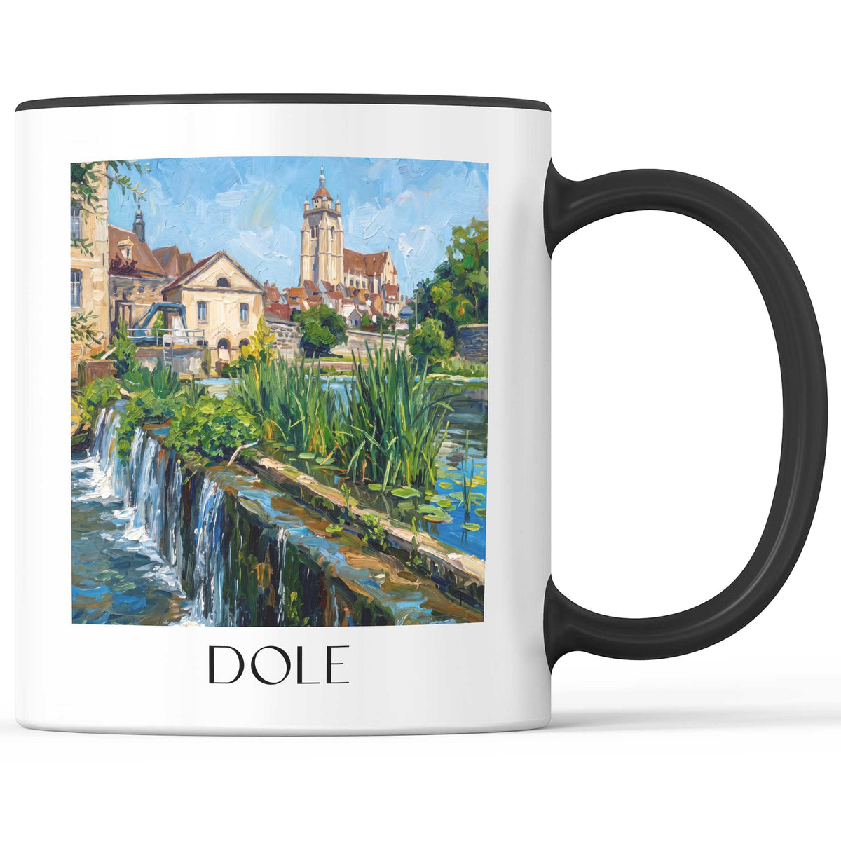 Dole Kaffeebecher - Jura - Frankreich Becher - Kaffeetasse im Ölgemälde Stil