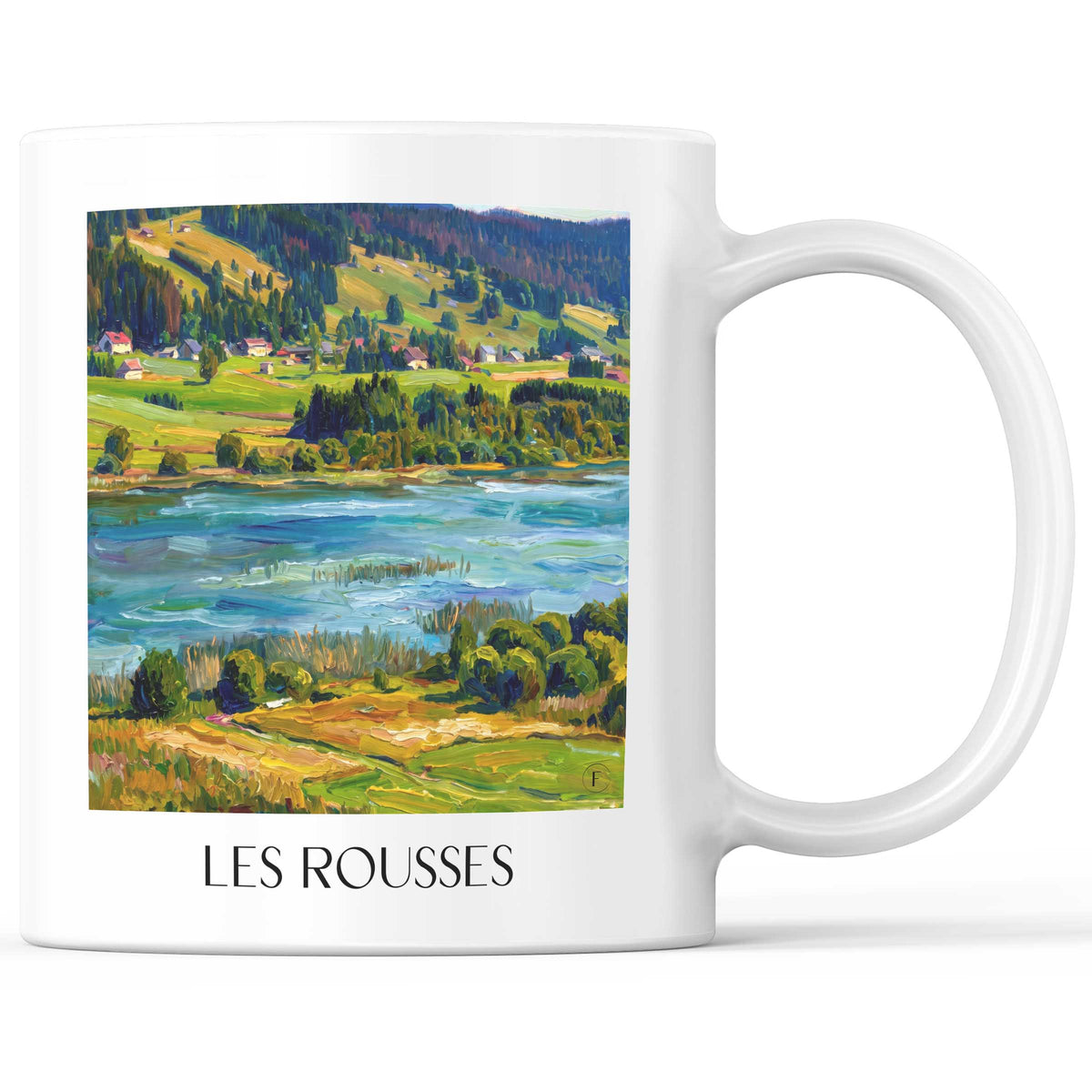 Les Rousses Kaffeebecher - Haut-Jura - Frankreich Becher - Kaffeetasse im Ölgemälde Stil