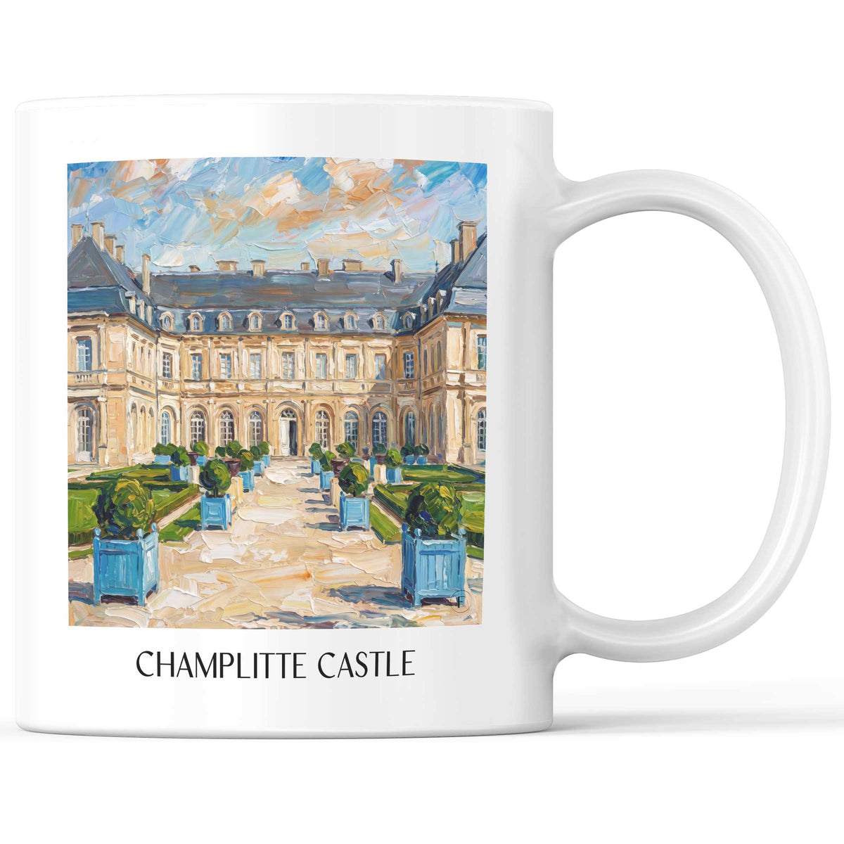 Château de Champlitte Kaffeebecher - Haute-Saône - Frankreich Becher - Kaffeetasse im Ölgemälde Stil