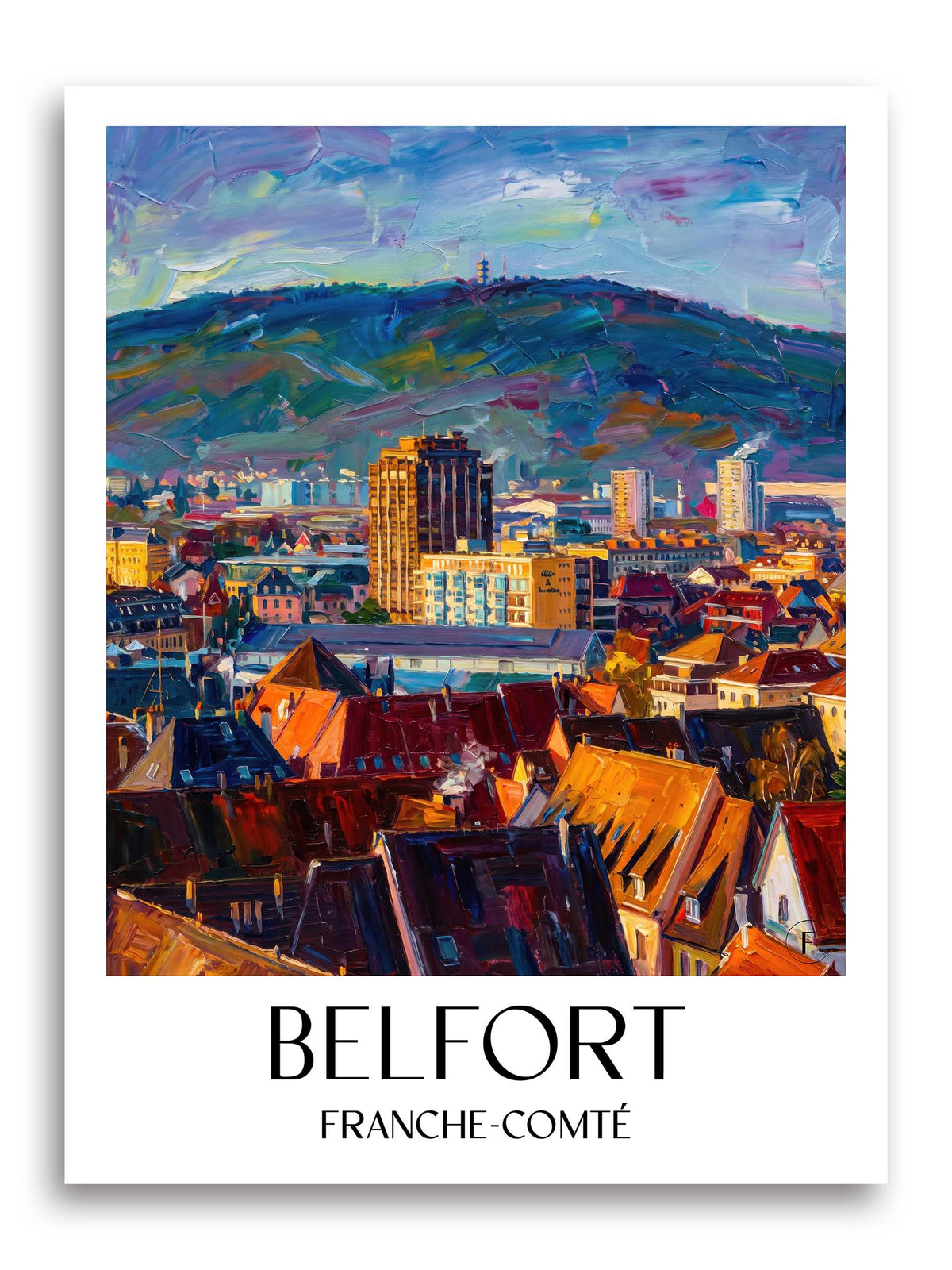 Belfort Poster - Franche-Comté - Frankreich Kunstdruck - Ölgemälde von A4 bis A1