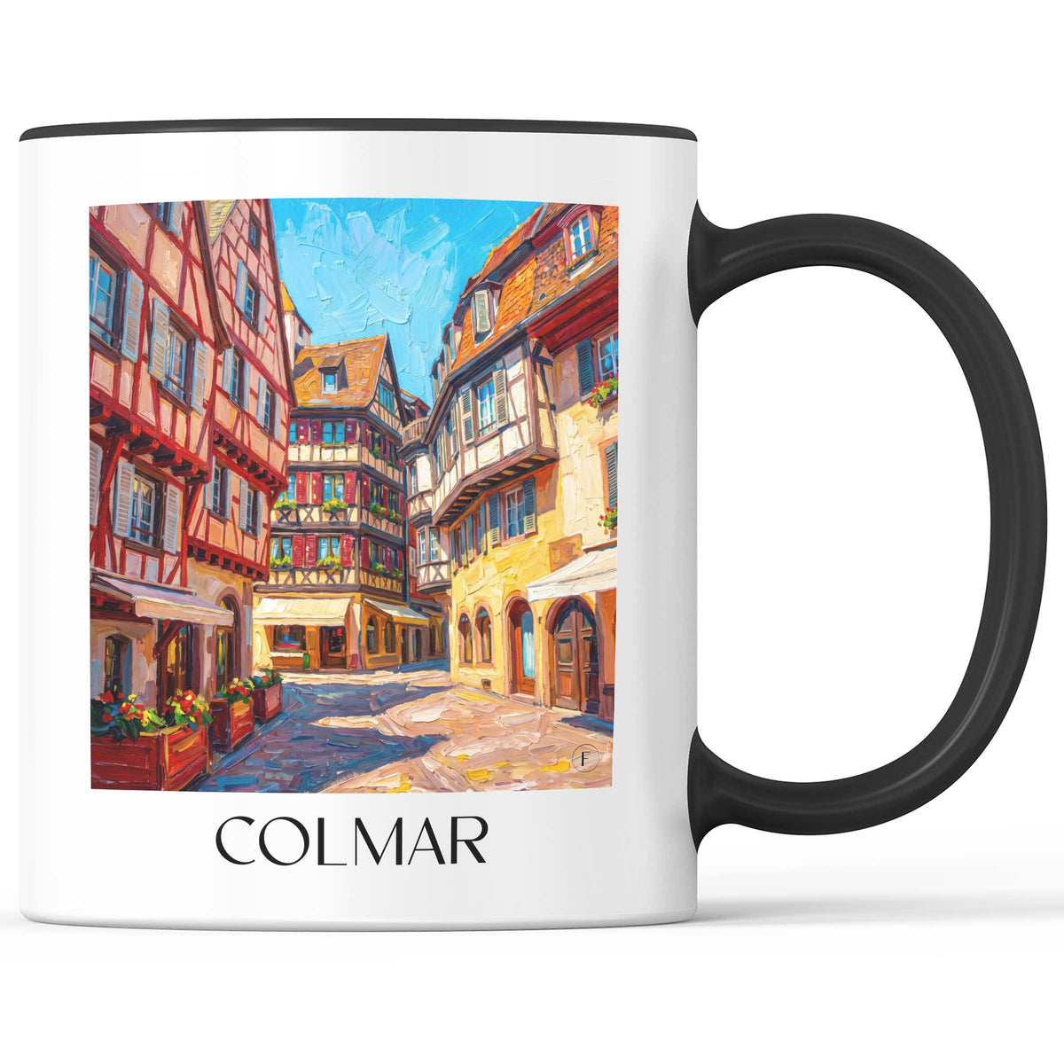 Colmar Kaffeebecher - Elsass - Frankreich Becher - Kaffeetasse im Ölgemälde Stil