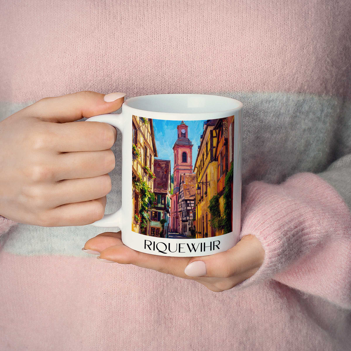 riquewihr-elsass-frankreich-kaffeebecher-oil-painting-oelgemaelde