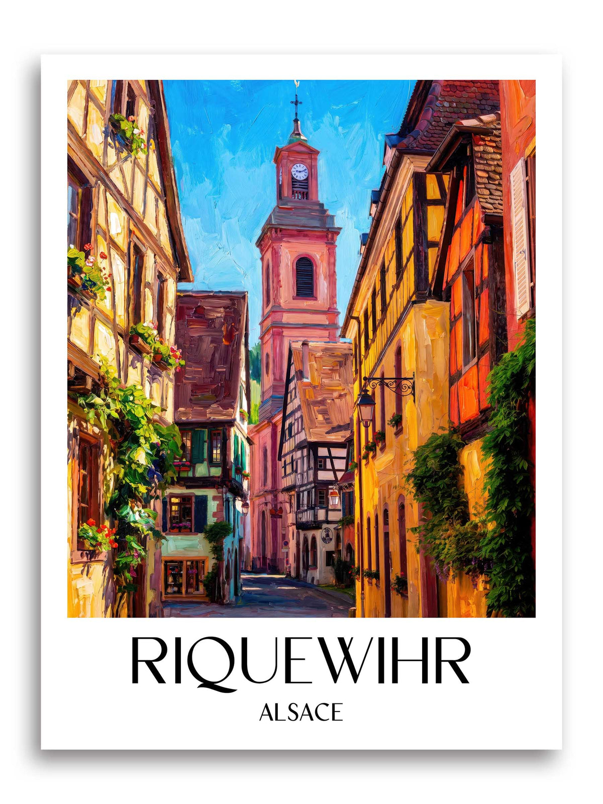 Riquewihr Poster - Elsass - Frankreich Kunstdruck - Ölgemälde von A4 bis A1