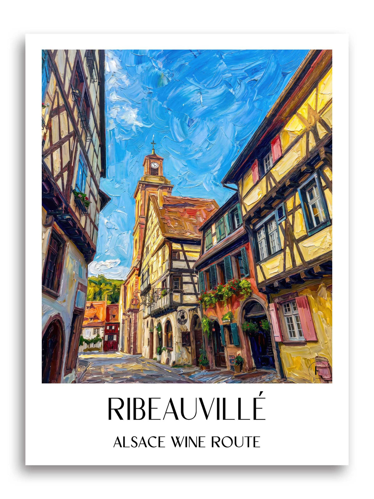 Ribeauvillé Poster - Route des Vins d'Alsace - Frankreich Kunstdruck - Ölgemälde von A4 bis A1