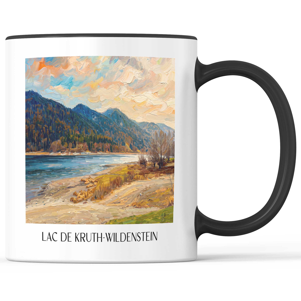 Lac de Kruth-Wildenstein Kaffeebecher - Vallée de la Thur - Frankreich Becher - Kaffeetasse im Ölgemälde Stil