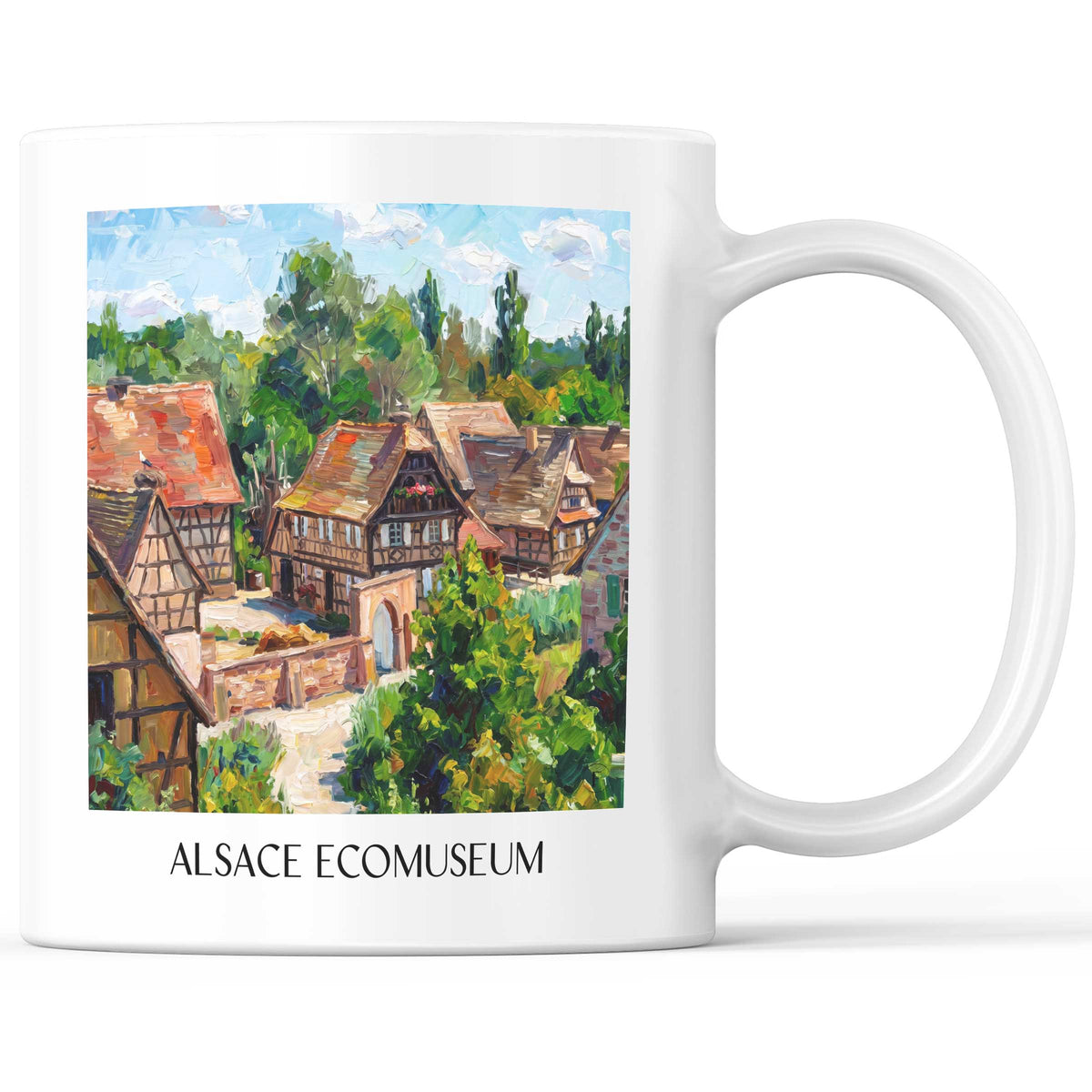 Écomusée d'Alsace Kaffeebecher - Elsass - Frankreich Becher - Kaffeetasse im Ölgemälde Stil