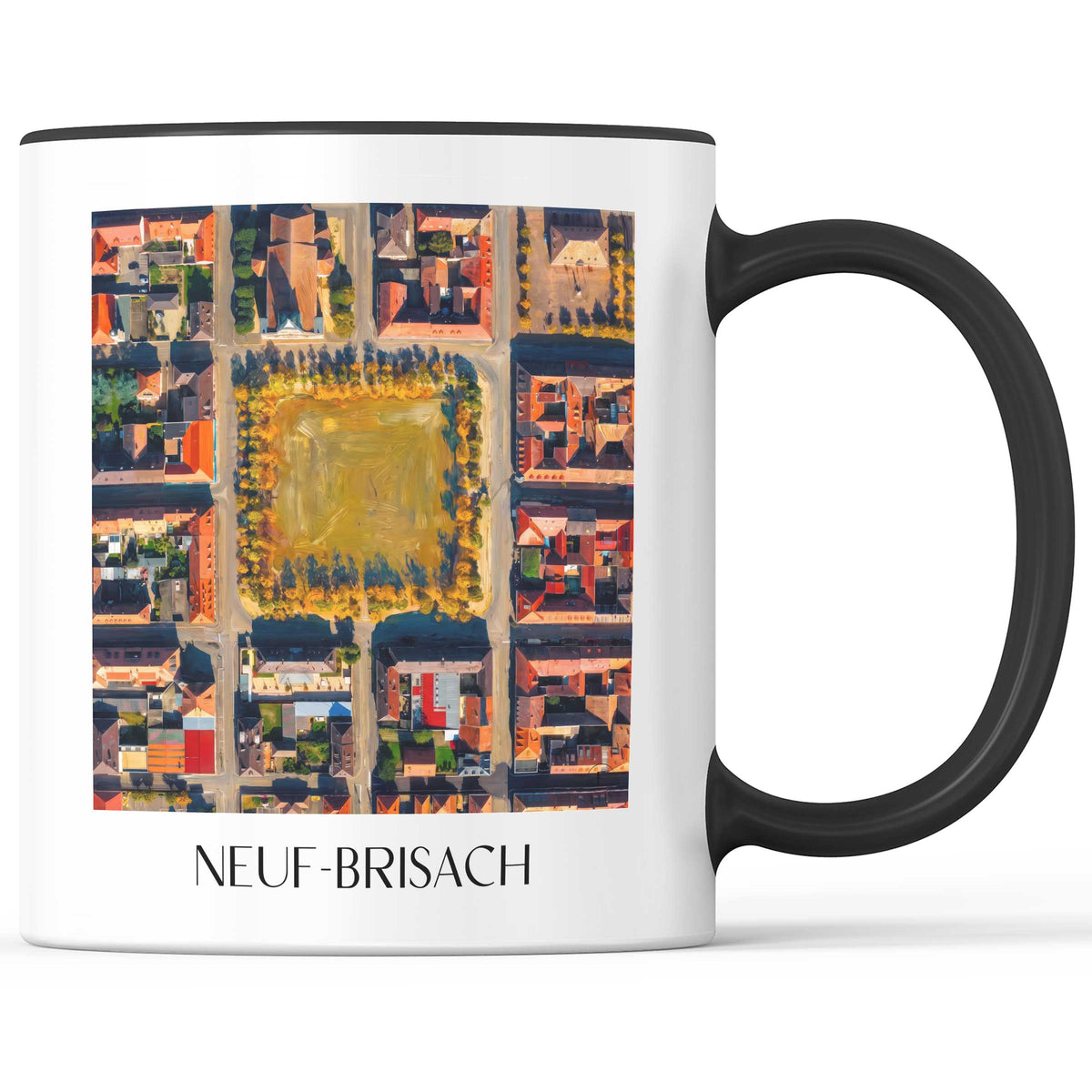 Neuf-Brisach Kaffeebecher - Haut-Rhin - Frankreich Becher - Kaffeetasse im Ölgemälde Stil