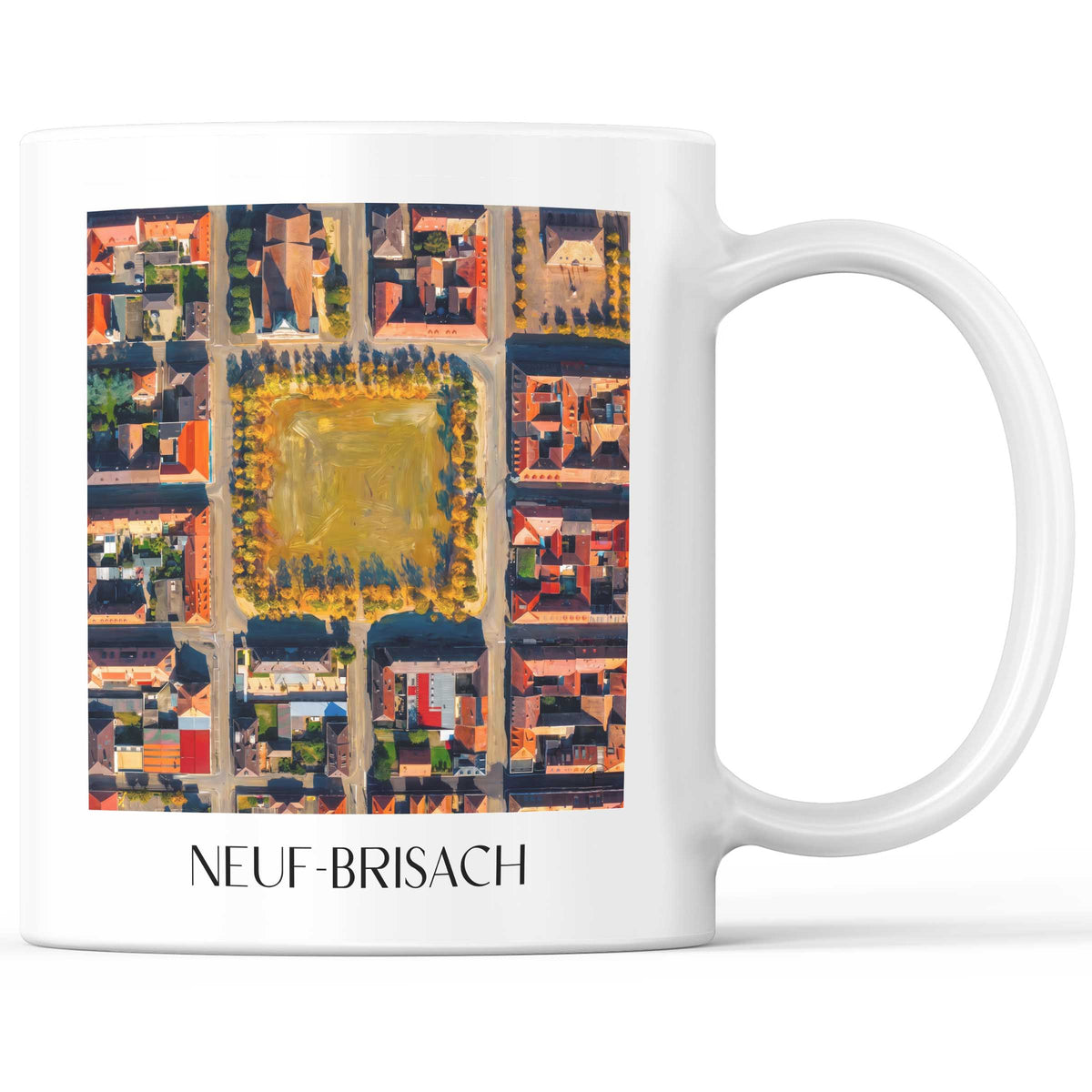 Neuf-Brisach Kaffeebecher - Haut-Rhin - Frankreich Becher - Kaffeetasse im Ölgemälde Stil