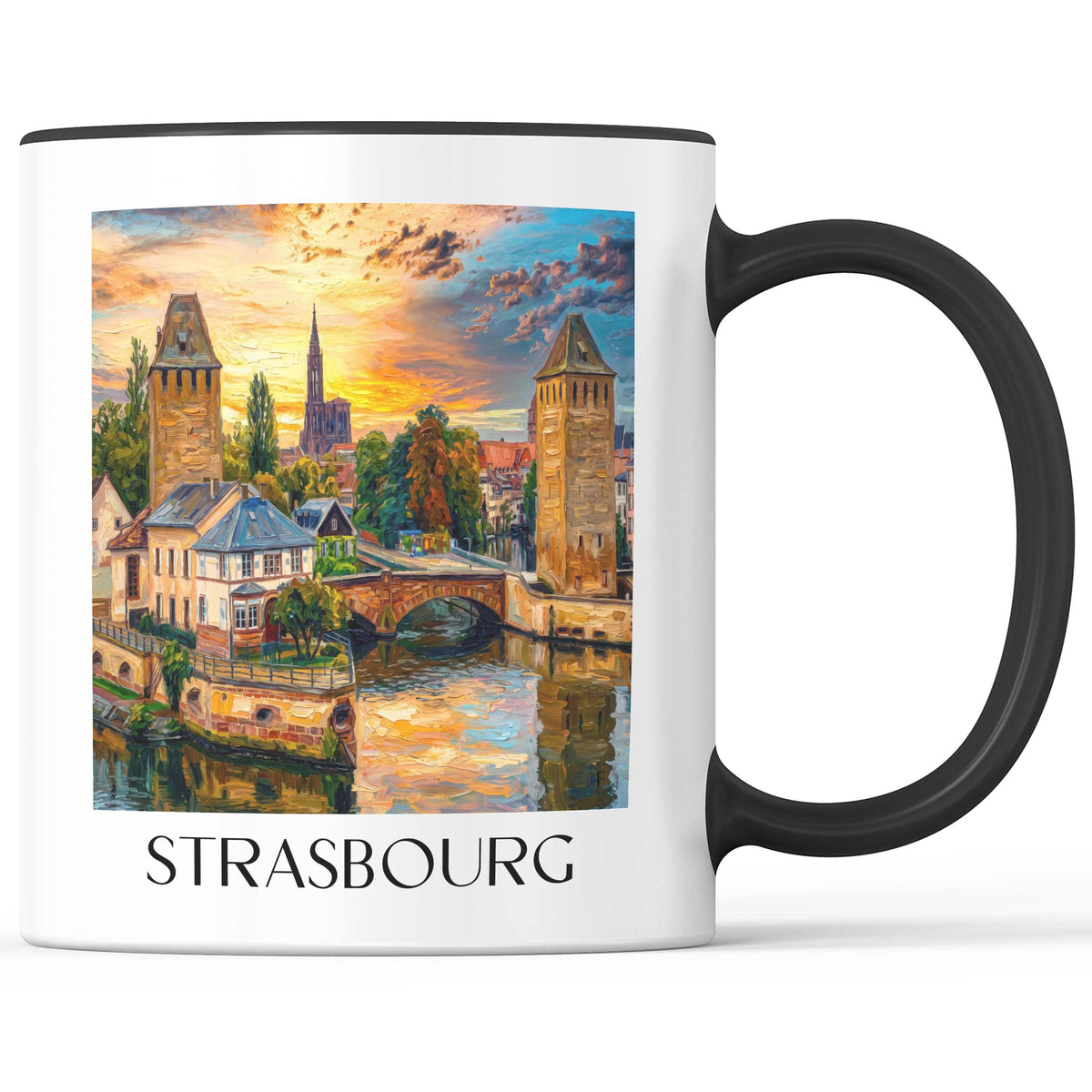 Strasbourg Kaffeebecher - Elsass - Frankreich Becher - Kaffeetasse im Ölgemälde Stil