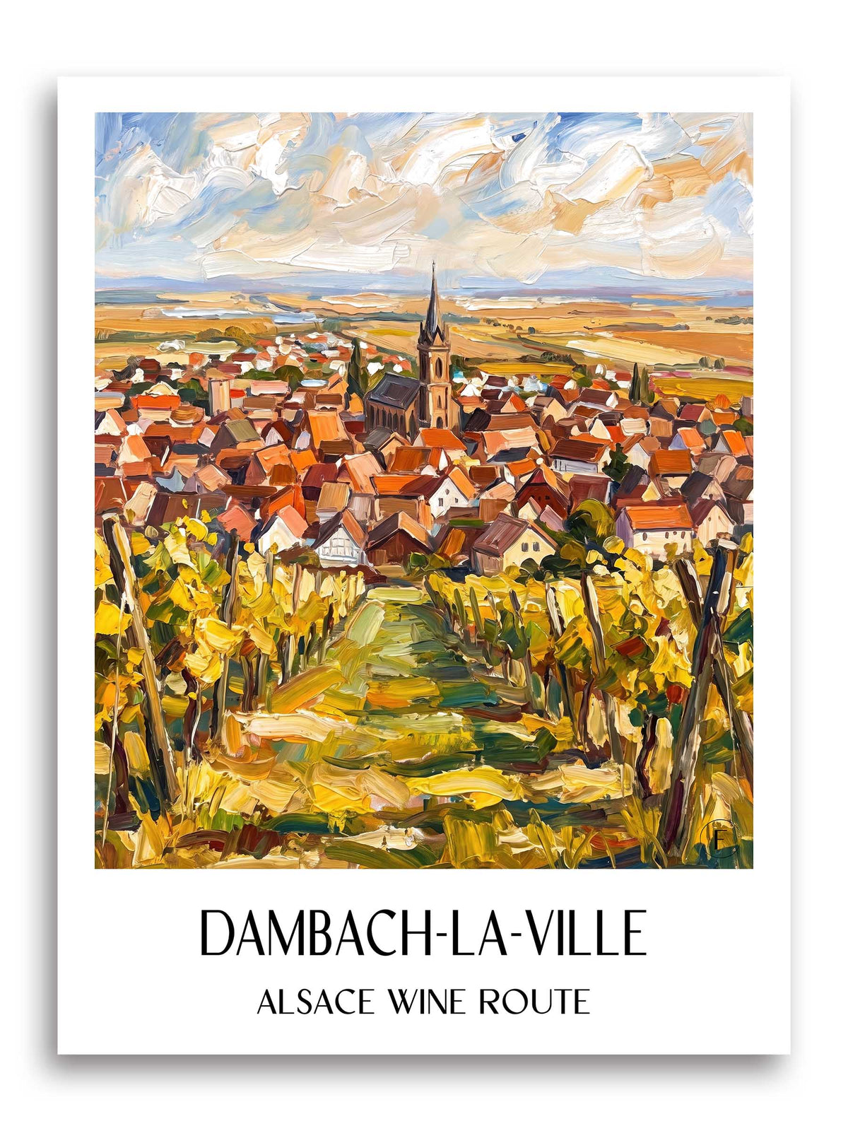 Dambach-la-Ville Poster - Route des Vins d'Alsace - Frankreich Kunstdruck - Ölgemälde von A4 bis A1