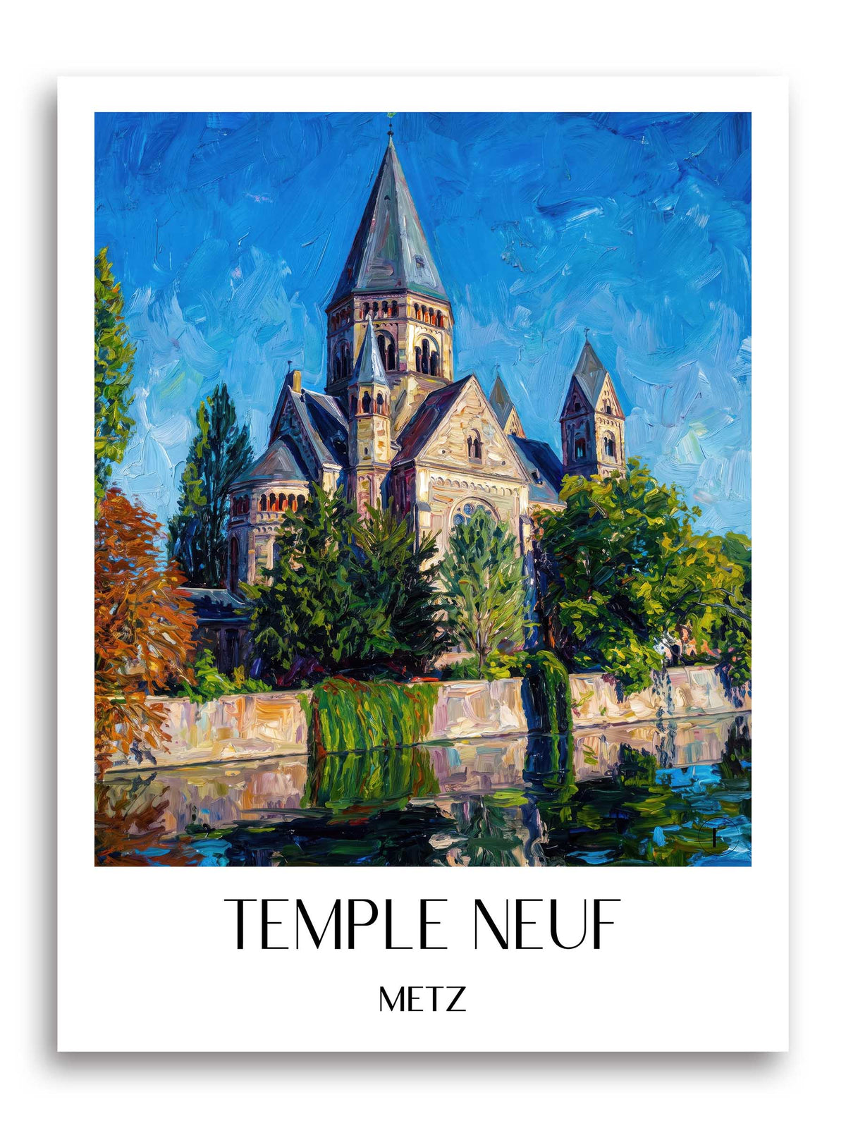 Temple Neuf Poster - Metz - Frankreich Kunstdruck - Ölgemälde von A4 bis A1