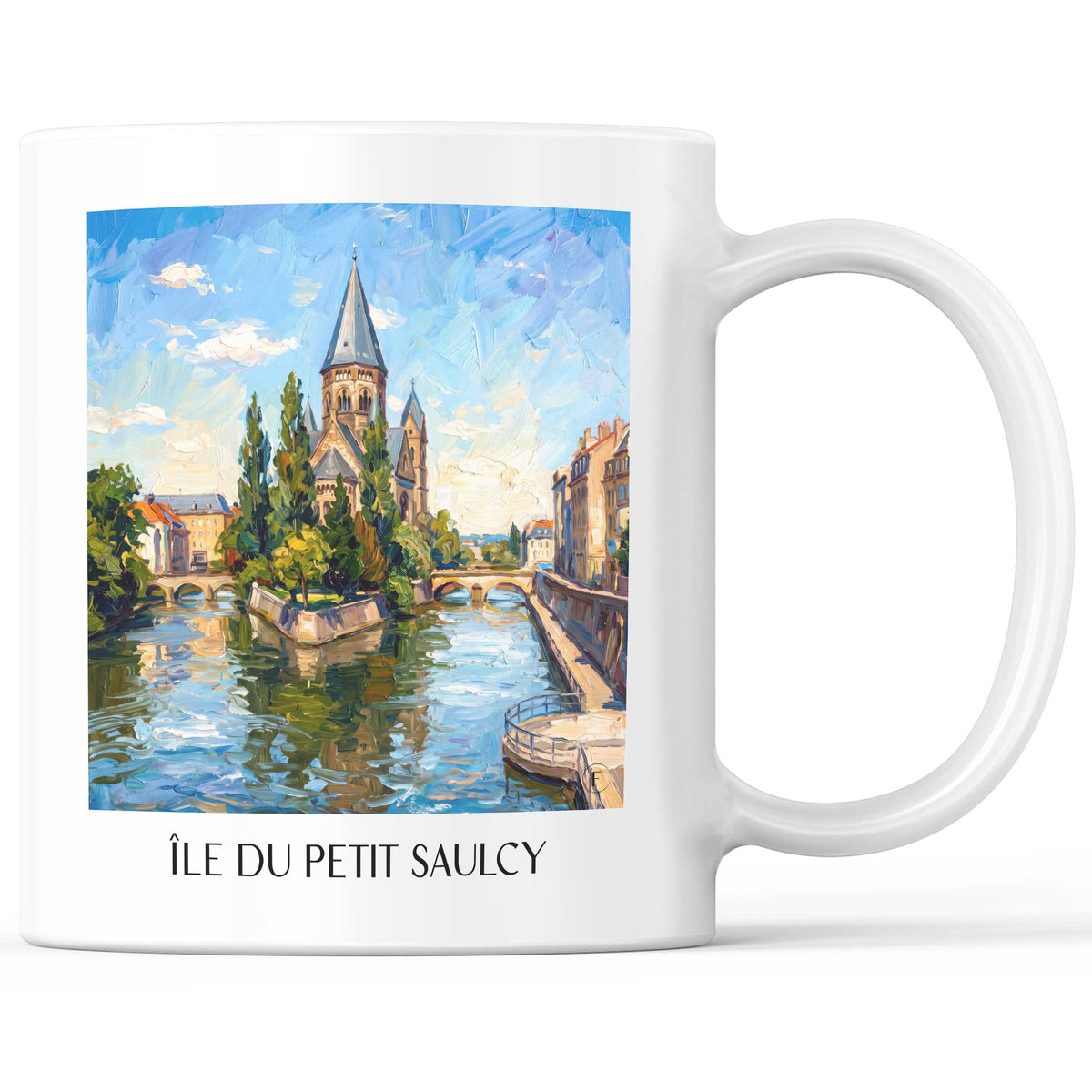 Île du Petit Saulcy Kaffeebecher - Metz - Frankreich Becher - Kaffeetasse im Ölgemälde Stil