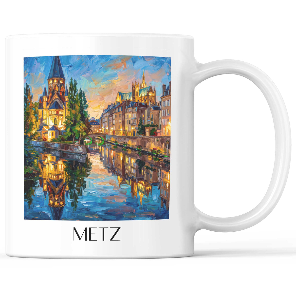 Metz Kaffeebecher - Lothringen - Frankreich Becher - Kaffeetasse im Ölgemälde Stil
