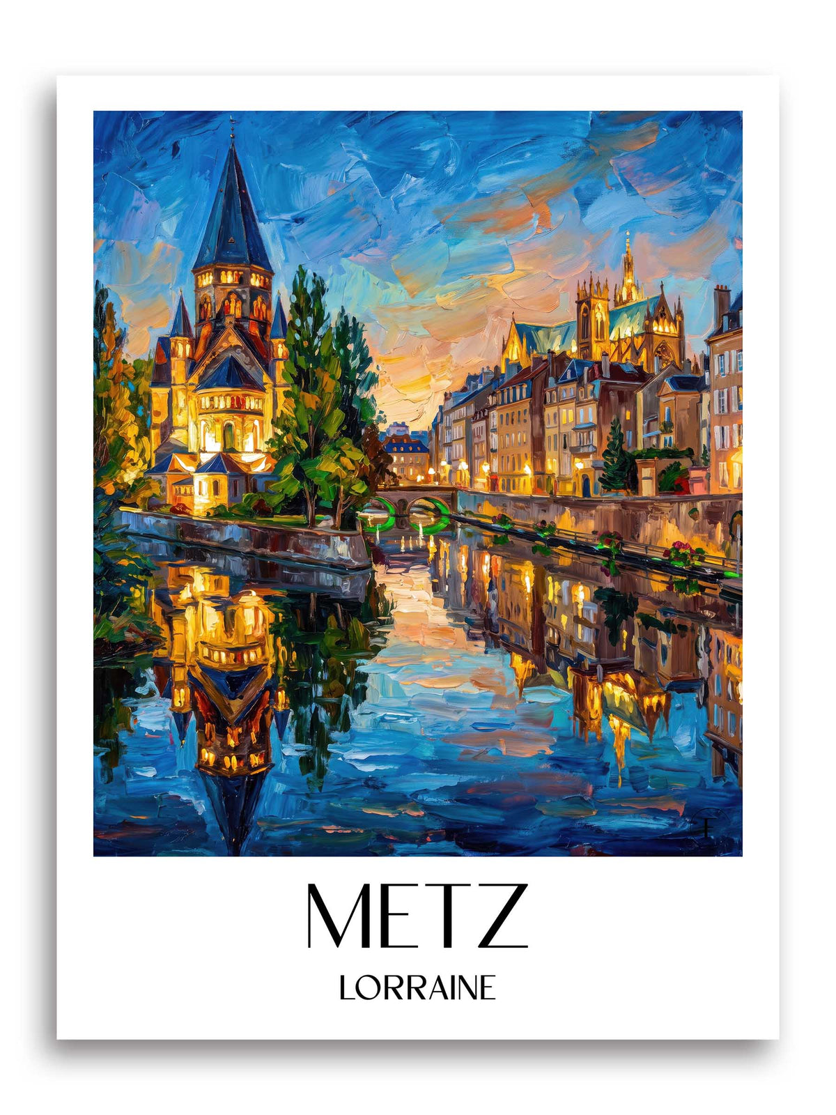 Metz Poster - Lothringen - Frankreich Kunstdruck - Ölgemälde von A4 bis A1