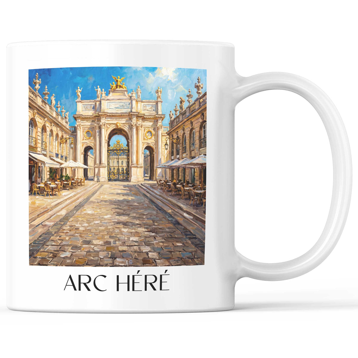 Arc Héré Kaffeebecher - Nancy - Frankreich Becher - Kaffeetasse im Ölgemälde Stil