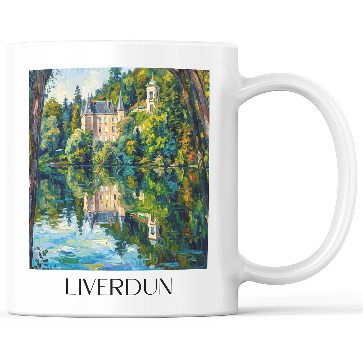 Liverdun Kaffeebecher - Vallée de la Moselle - Frankreich Becher - Kaffeetasse im Ölgemälde Stil