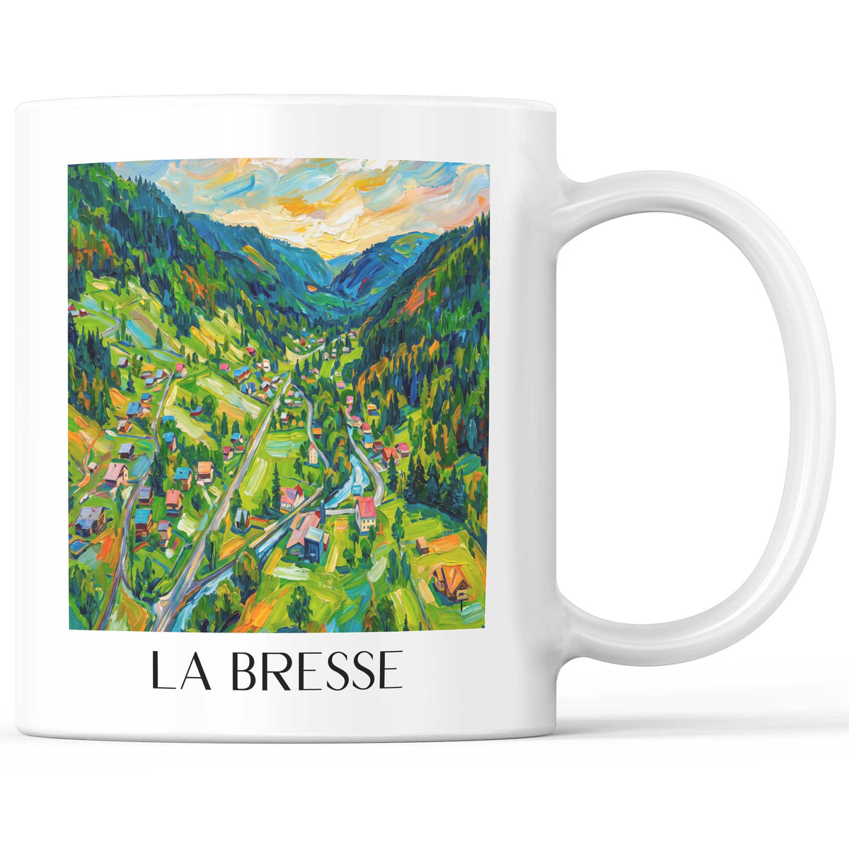 La Bresse Kaffeebecher - Vosges - Frankreich Becher - Kaffeetasse im Ölgemälde Stil