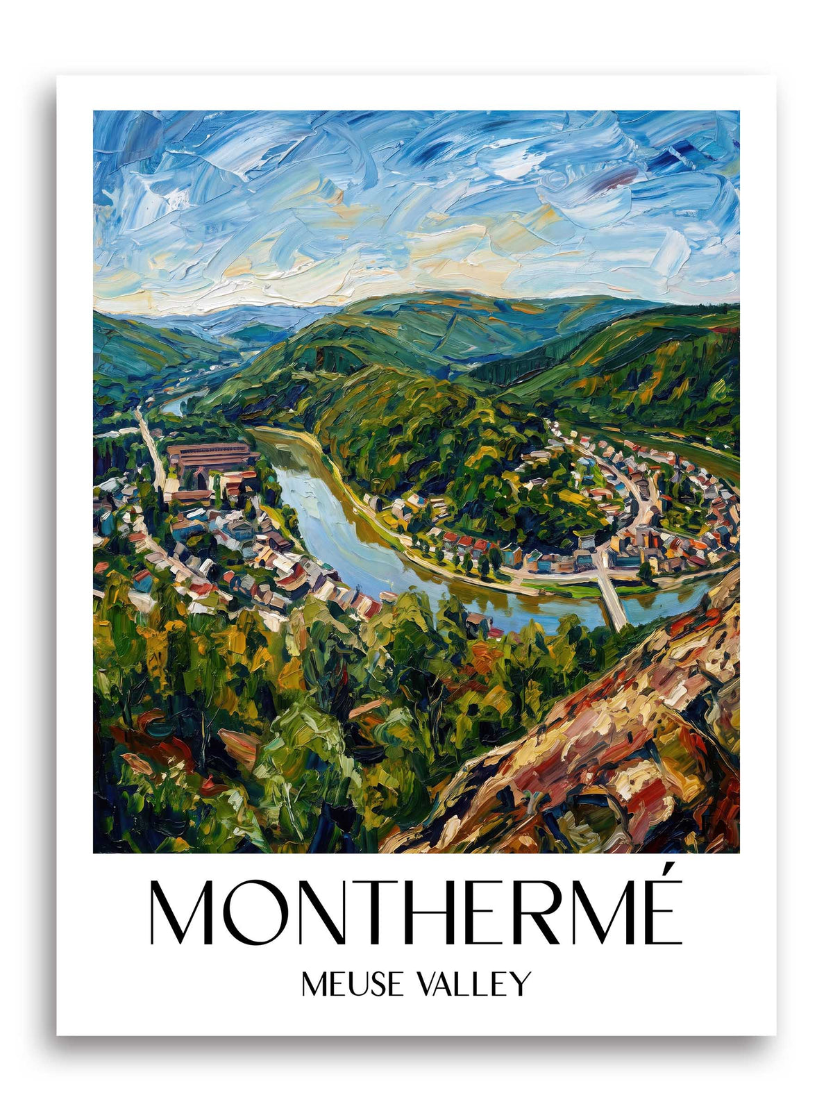 Monthermé Poster - Vallée de la Meuse - Frankreich Kunstdruck - Ölgemälde von A4 bis A1