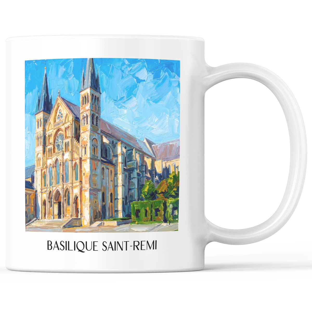 Basilique Saint-Remi Kaffeebecher - Reims - Frankreich Becher - Kaffeetasse im Ölgemälde Stil