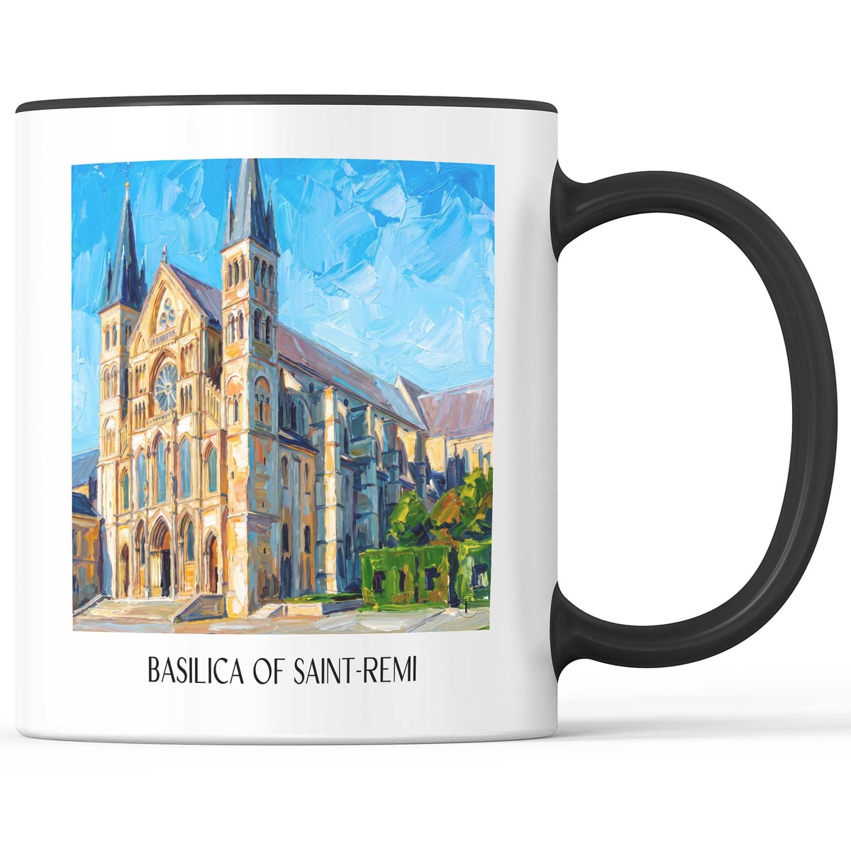 Basilique Saint-Remi Kaffeebecher - Reims - Frankreich Becher - Kaffeetasse im Ölgemälde Stil
