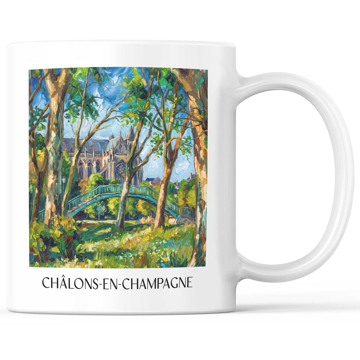 Châlons-en-Champagne Kaffeebecher - Marne - Frankreich Becher - Kaffeetasse im Ölgemälde Stil