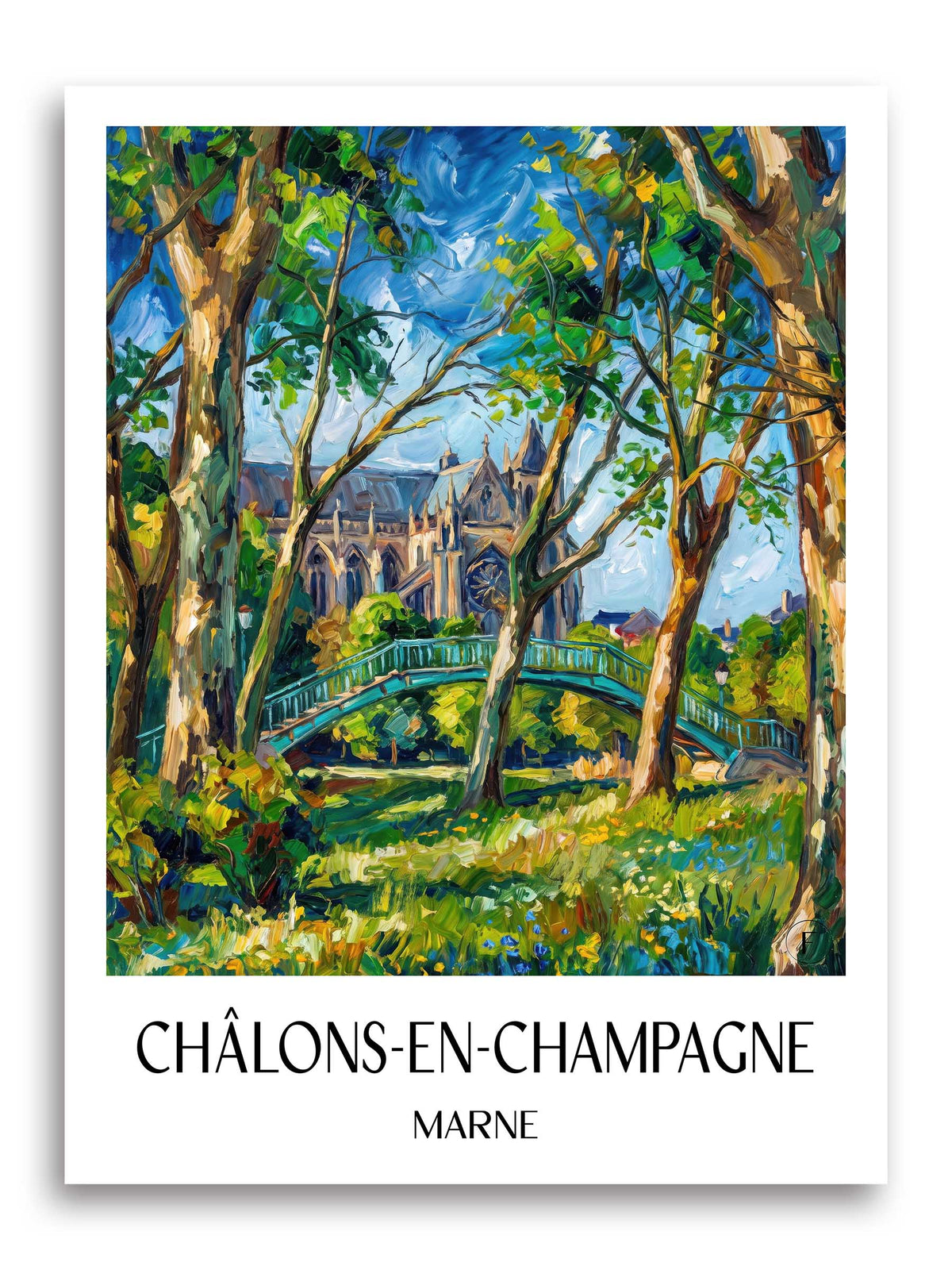 Châlons-en-Champagne Poster - Marne - Frankreich Kunstdruck - Ölgemälde von A4 bis A1
