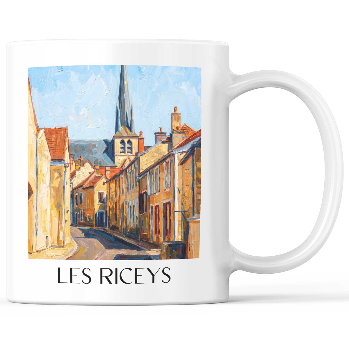 Les Riceys Kaffeebecher - Côte des Bar - Frankreich Becher - Kaffeetasse im Ölgemälde Stil