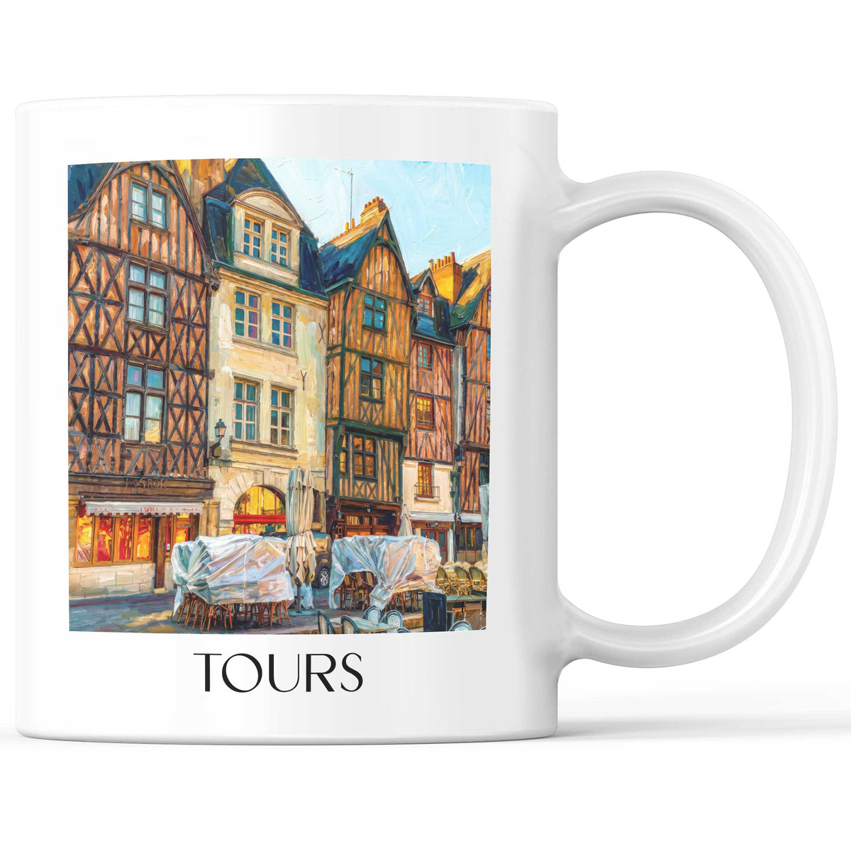 Tours Kaffeebecher - Val de Loire - Frankreich Becher - Kaffeetasse im Ölgemälde Stil