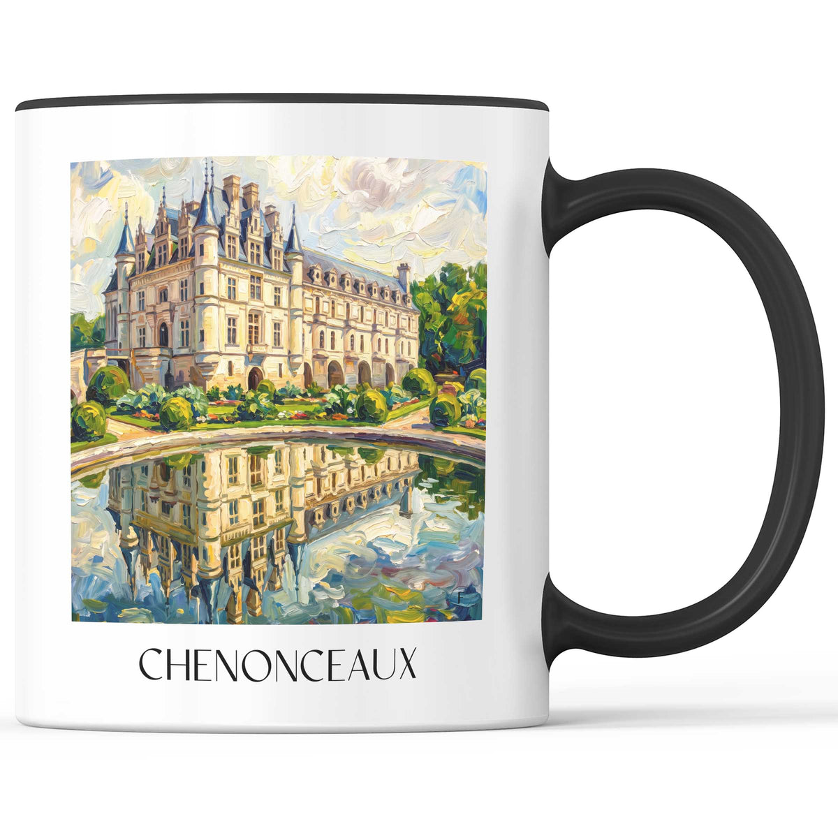 Chenonceaux Kaffeebecher - Val de Loire - Frankreich Becher - Kaffeetasse im Ölgemälde Stil