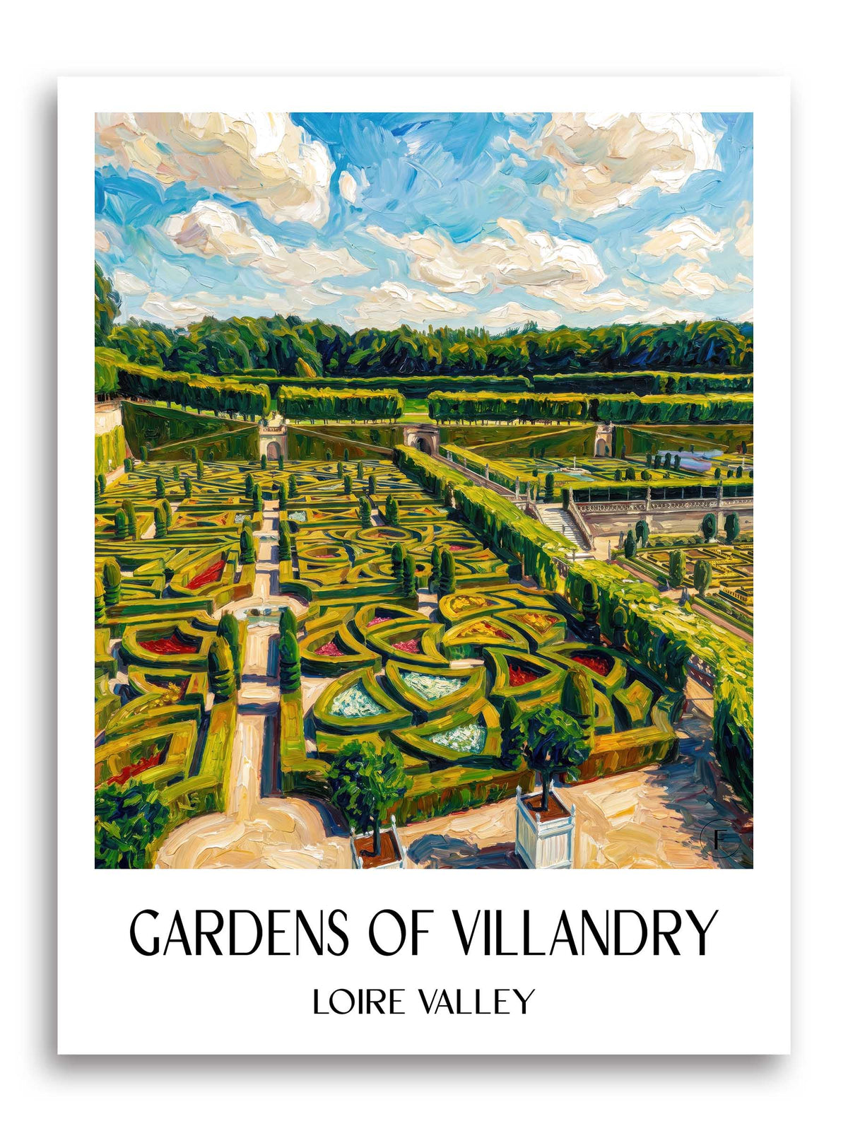 Jardins de Villandry Poster - Val de Loire - Frankreich Kunstdruck - Ölgemälde von A4 bis A1