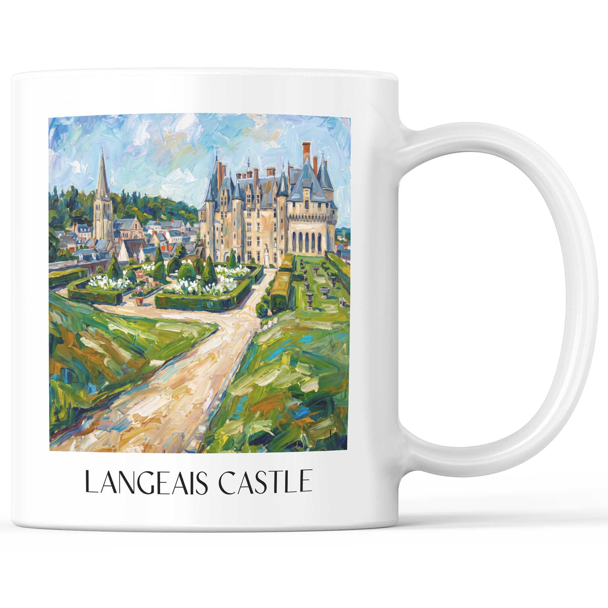 Château de Langeais Kaffeebecher - Val de Loire - Frankreich Becher - Kaffeetasse im Ölgemälde Stil