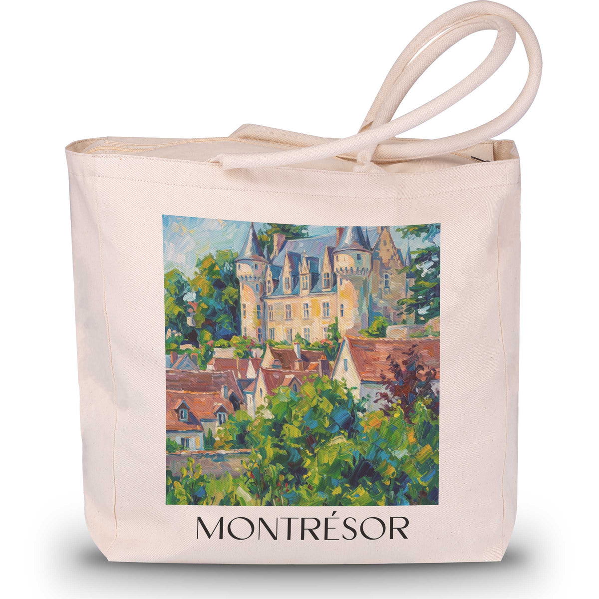 Montrésor Shopping Tasche - Val de Loire - Frankreich Tote Bag - Einkaufstasche im Ölgemälde Stil