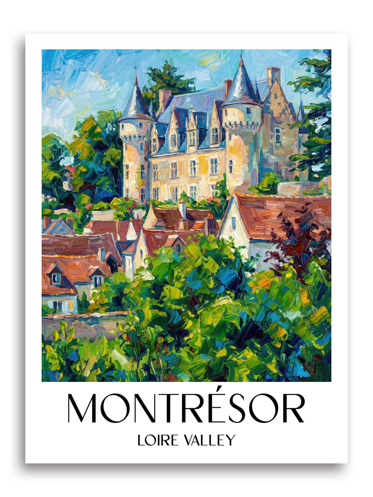Montrésor Poster - Val de Loire - Frankreich Kunstdruck - Ölgemälde von A4 bis A1