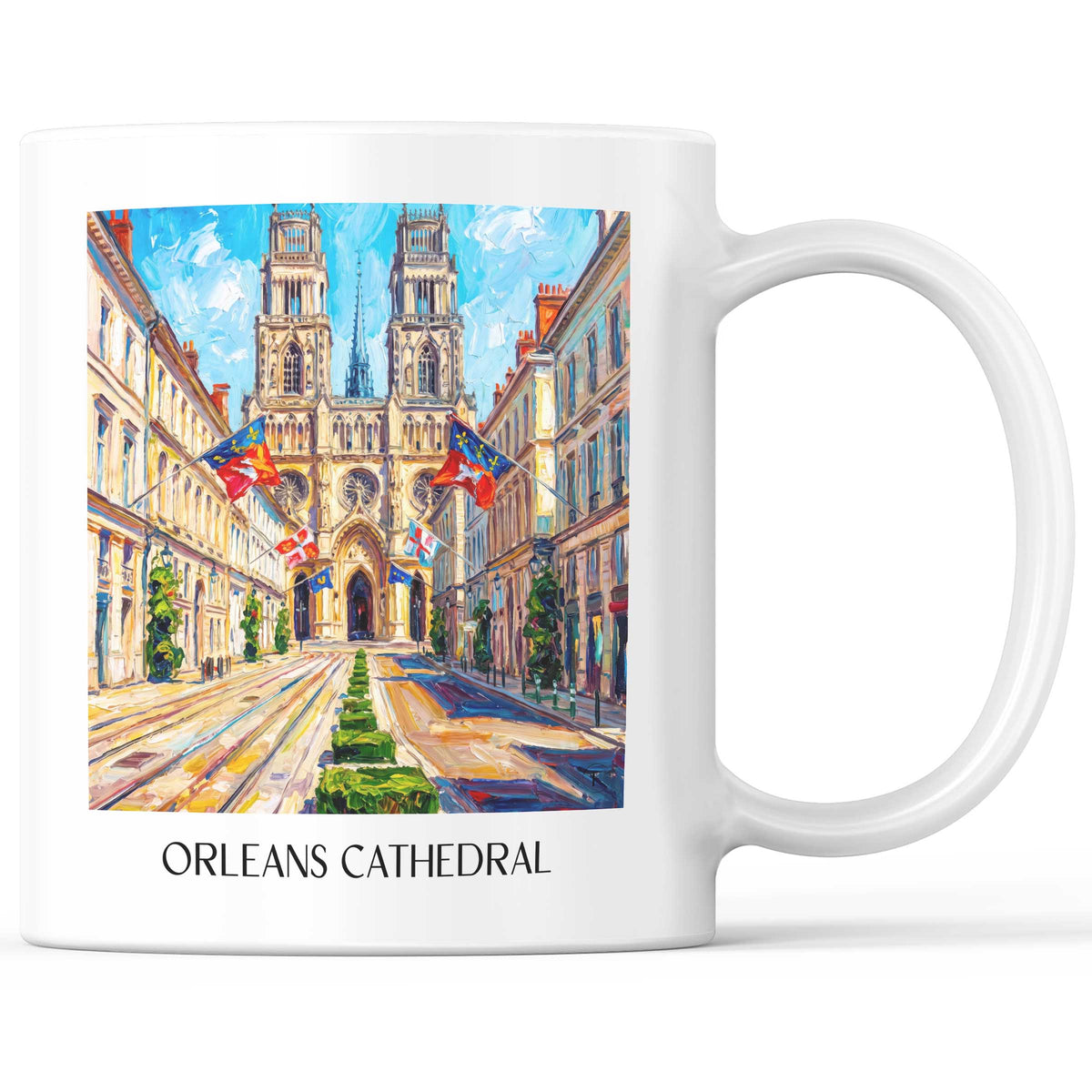 Cathédrale Sainte-Croix Kaffeebecher - Orléans - Frankreich Becher - Kaffeetasse im Ölgemälde Stil