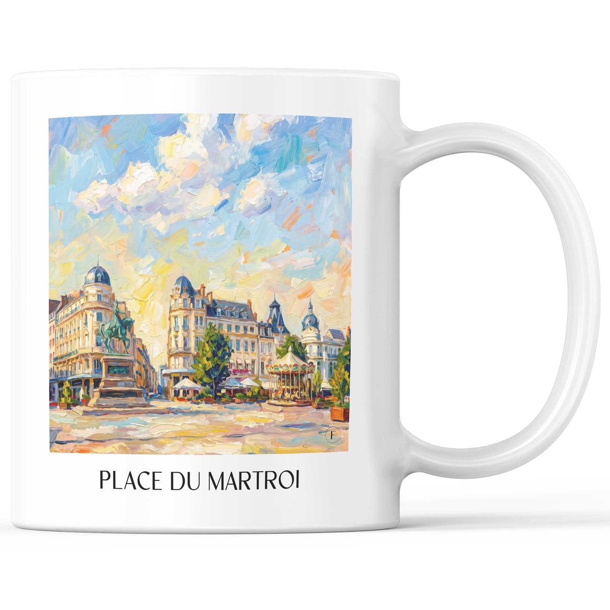 Place du Martroi Kaffeebecher - Orléans - Frankreich Becher - Kaffeetasse im Ölgemälde Stil