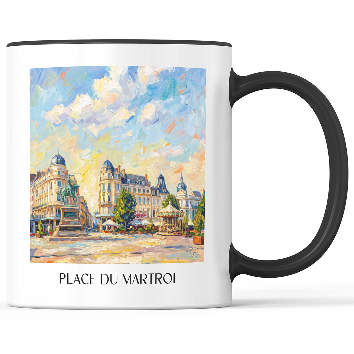 Place du Martroi Kaffeebecher - Orléans - Frankreich Becher - Kaffeetasse im Ölgemälde Stil